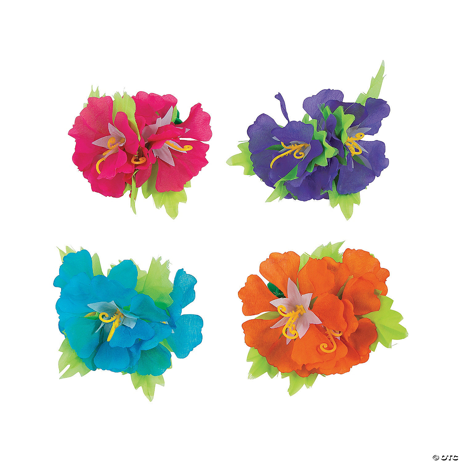 2 Yellow Hibiscus Flowers Hair Clips Accessory For Tropical Hawiian Fancy Dress 