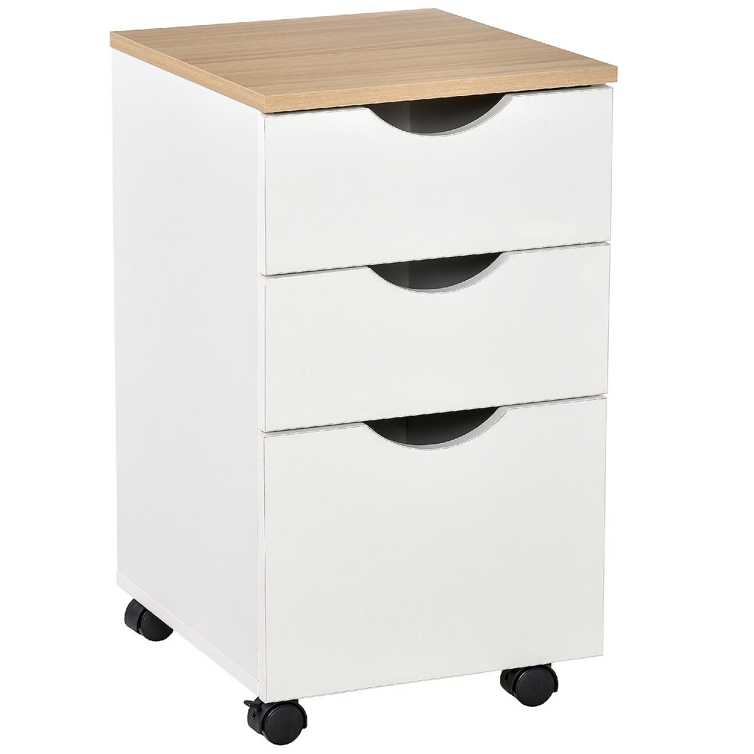 HOMCOM 3 Drawer Mobile File Cabinet Rolling Office Filing Storage Cabinet  Printer Stand White | Oriental Trading