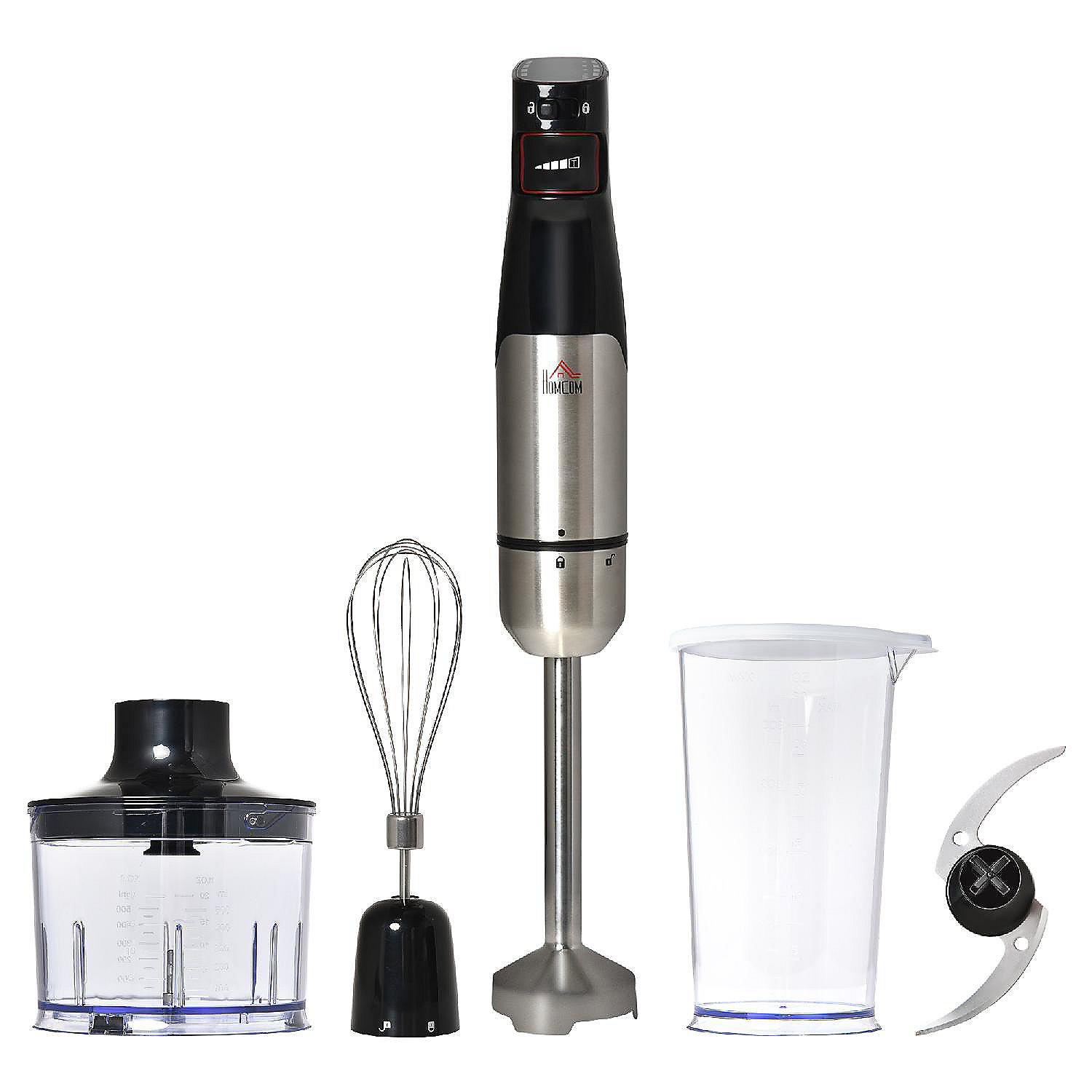 gas Smitsom vand blomsten HOMCOM Immersion Hand Blender 400W 4 in 1 Handheld Stick Blender with  Adjustable Speed 500ml Chopper Egg Whisk 800ml Measuring Cup and Stainless  Steel Blades Silver / Black | Oriental Trading
