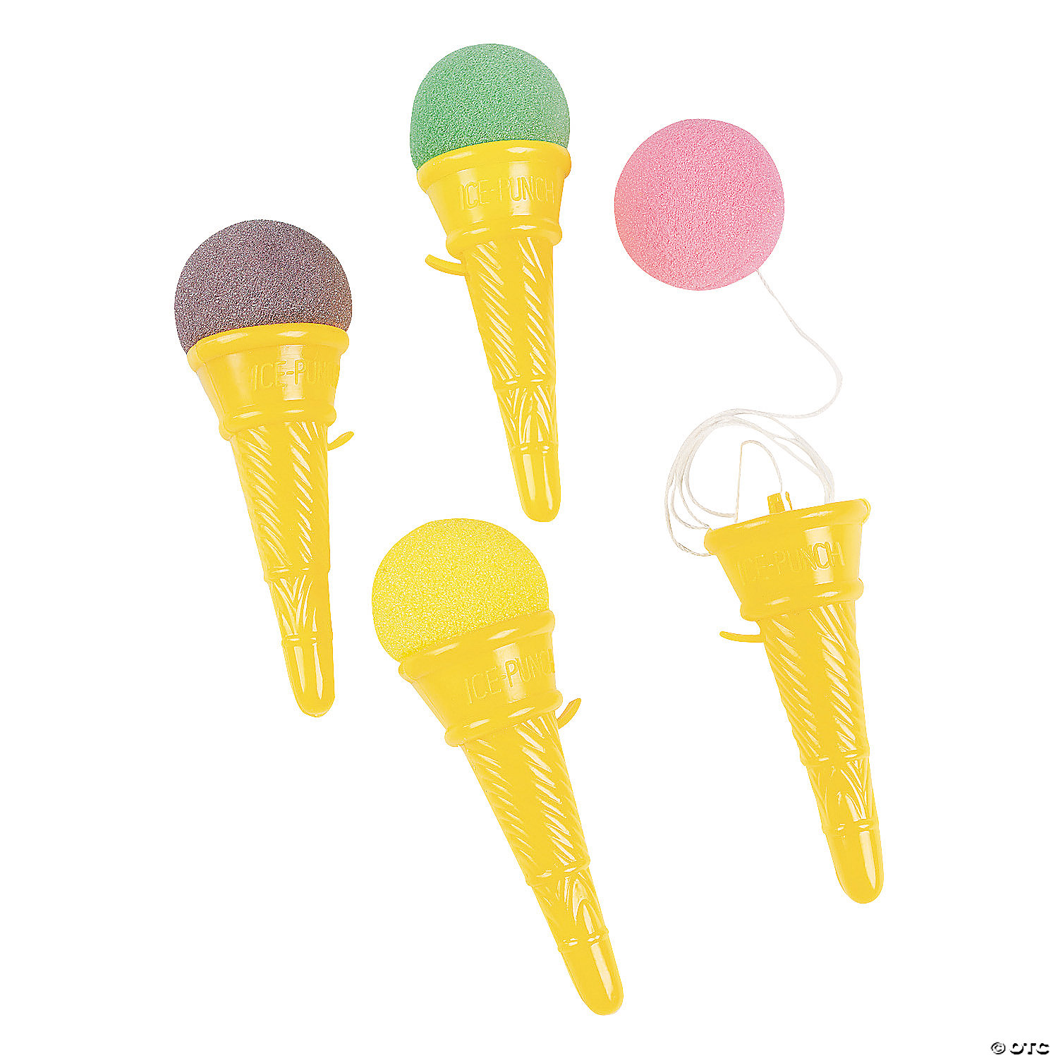 Dazzling Toys 4 Ice Cream Shooters Pack of 12-4 Inch Overall Size Plastic Cone and Foam Ball on a String 