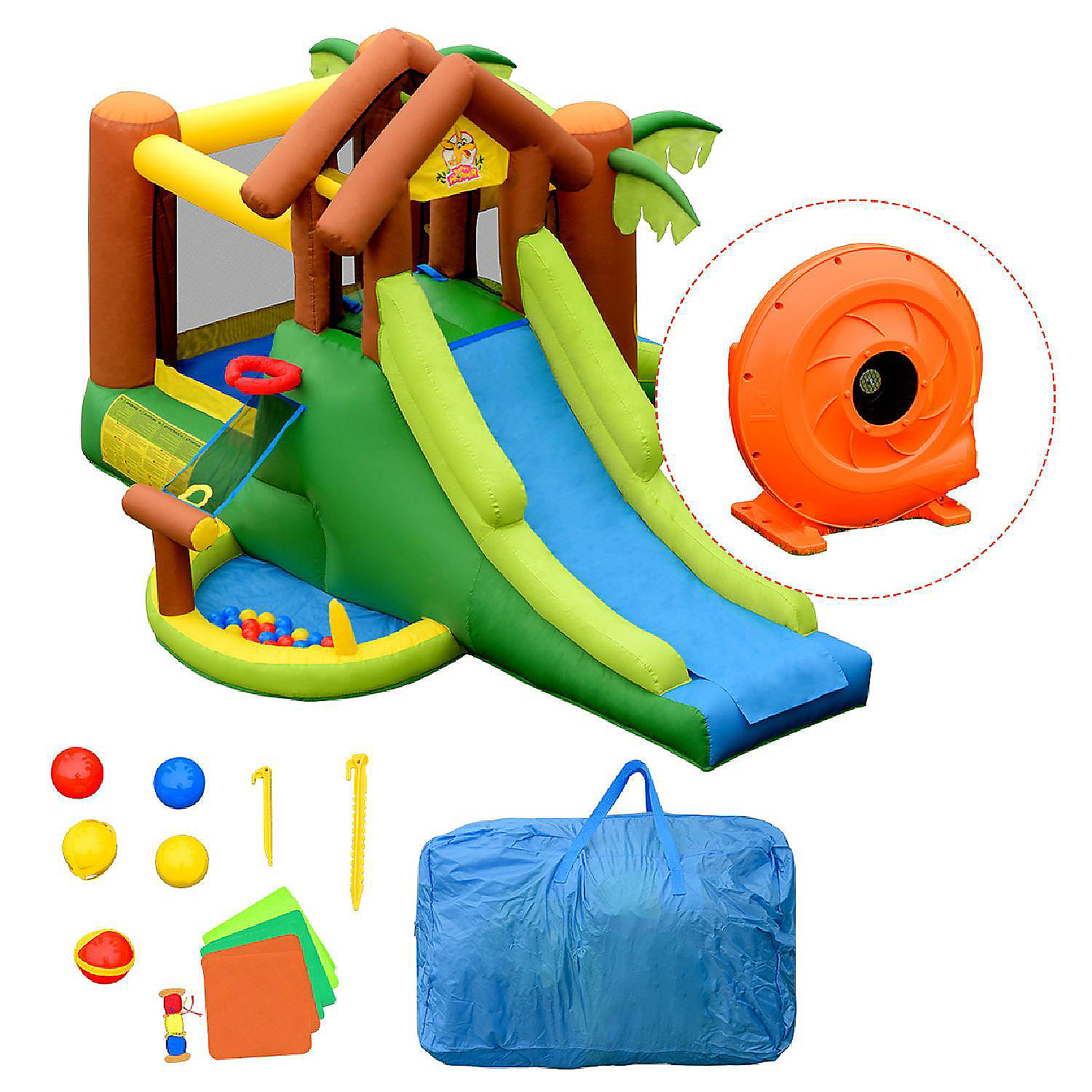 Inflatable Bounce House Jungle Jumping Bouncer Double Slides Park w
