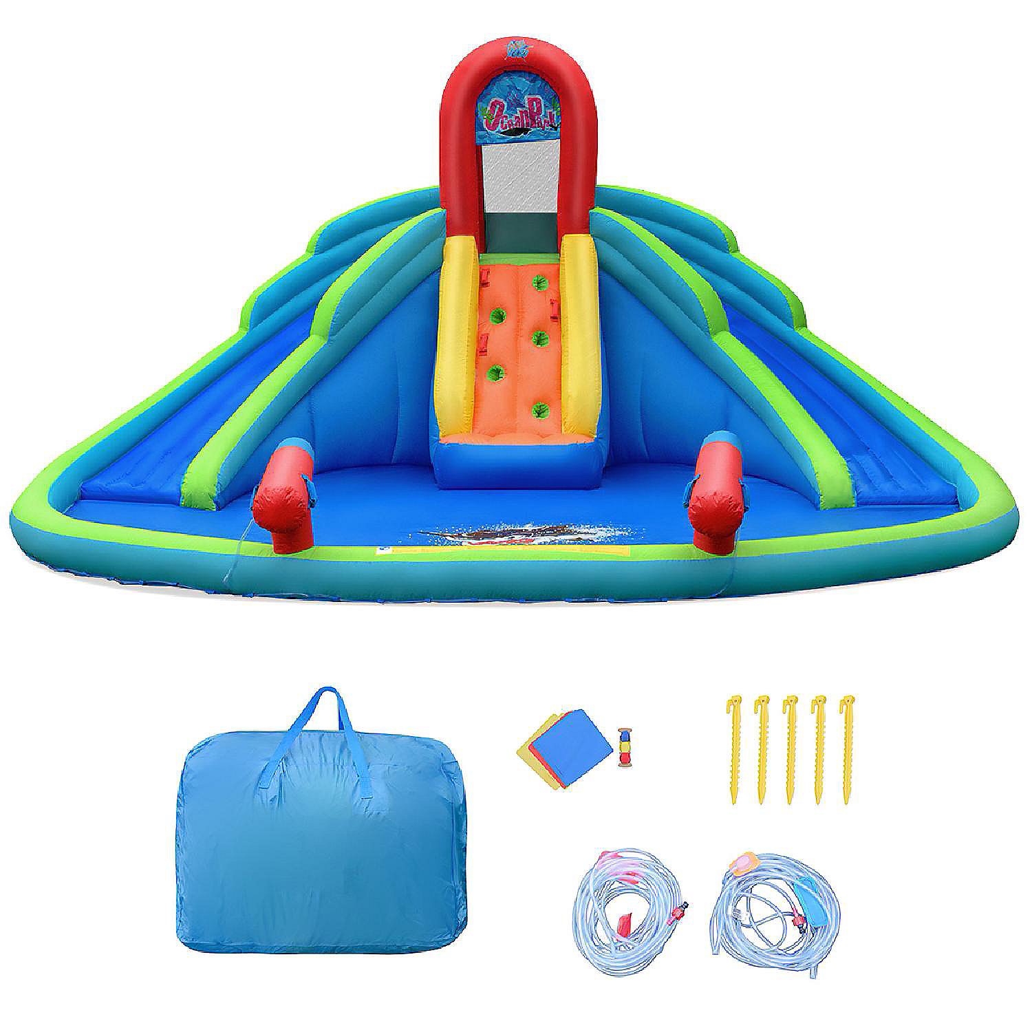 Inflatable Bounce House Water Park w/ Splash Pool Dual Slides Climbing