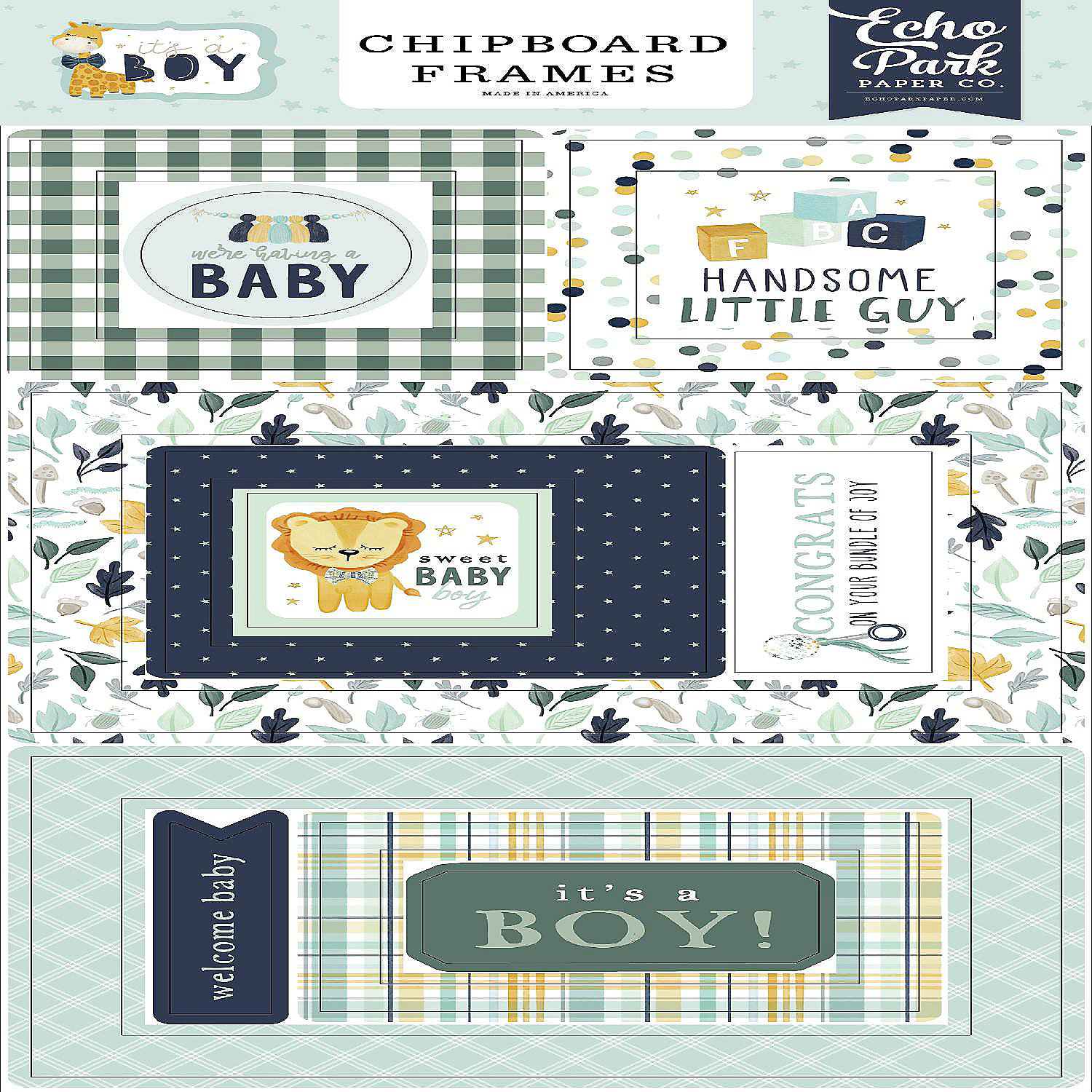 It's A Boy Chipboard 6"X13"Frames Oriental Trading