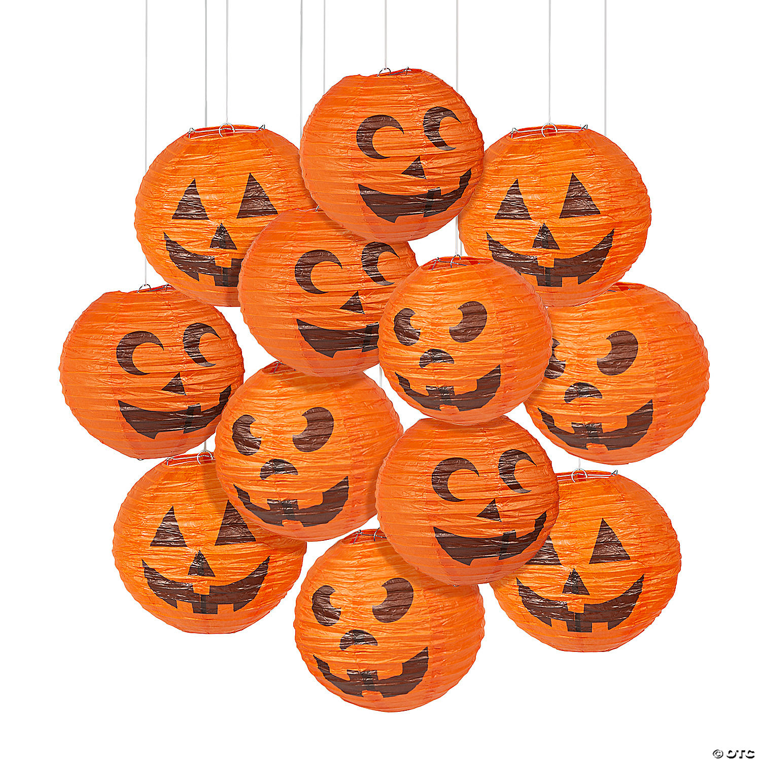 8 Inch 12 Pieces Halloween Jack-O-Lantern Pumpkin Hanging Paper Lantern for Halloween Indoor Outdoor Party Decoration Supplies 