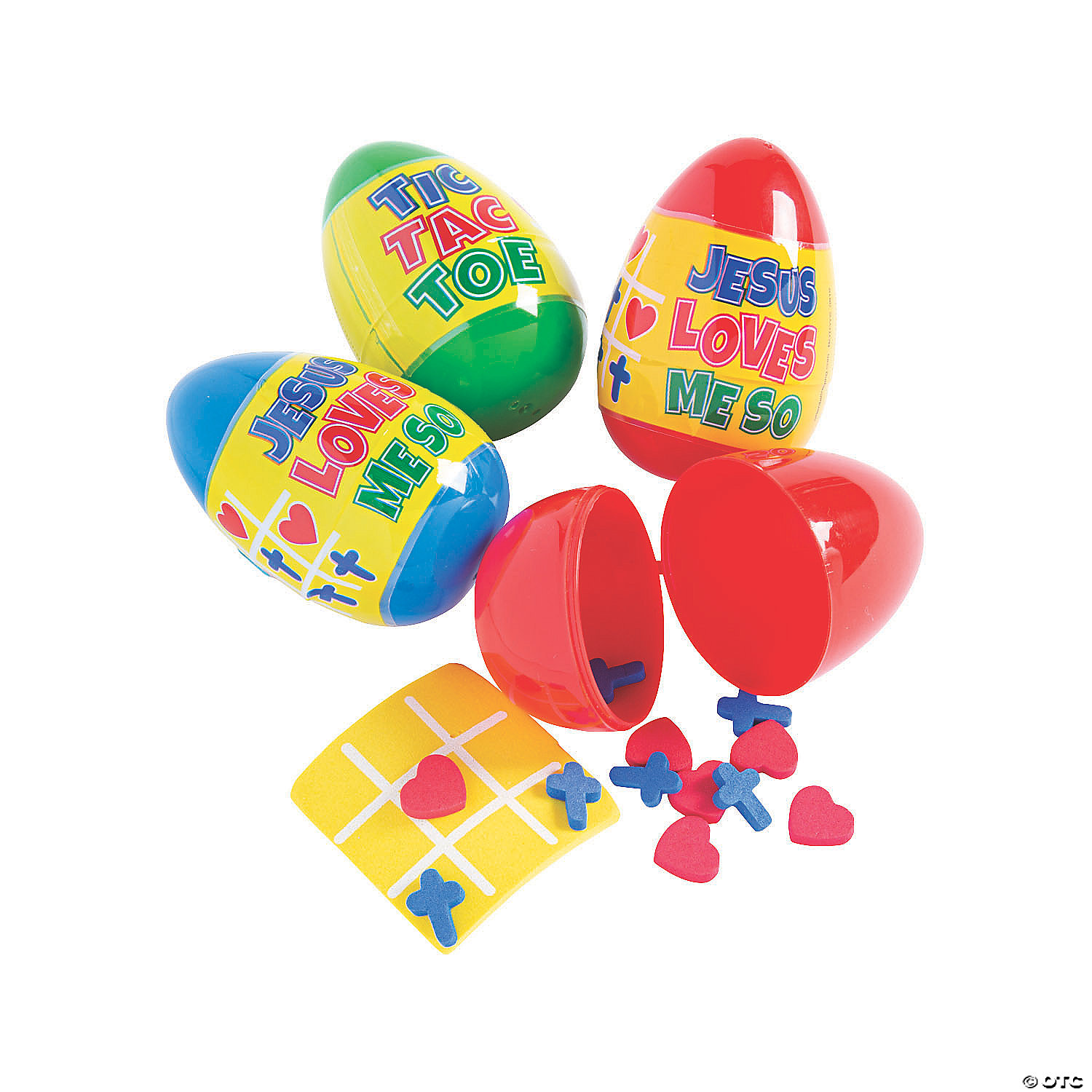 Jumbo Religious Tic Tac Toe Game Filled Plastic Easter Eggs 12 Pc Oriental Trading