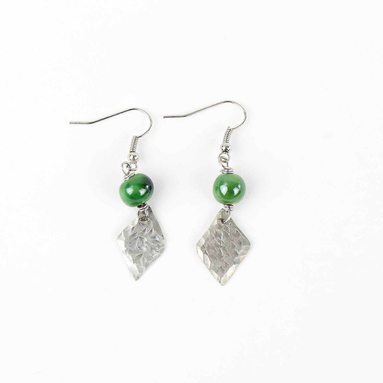 Khutsala™ Artisans Green SwaziMUD™ Diamond Pewter Earring 1 pair ...