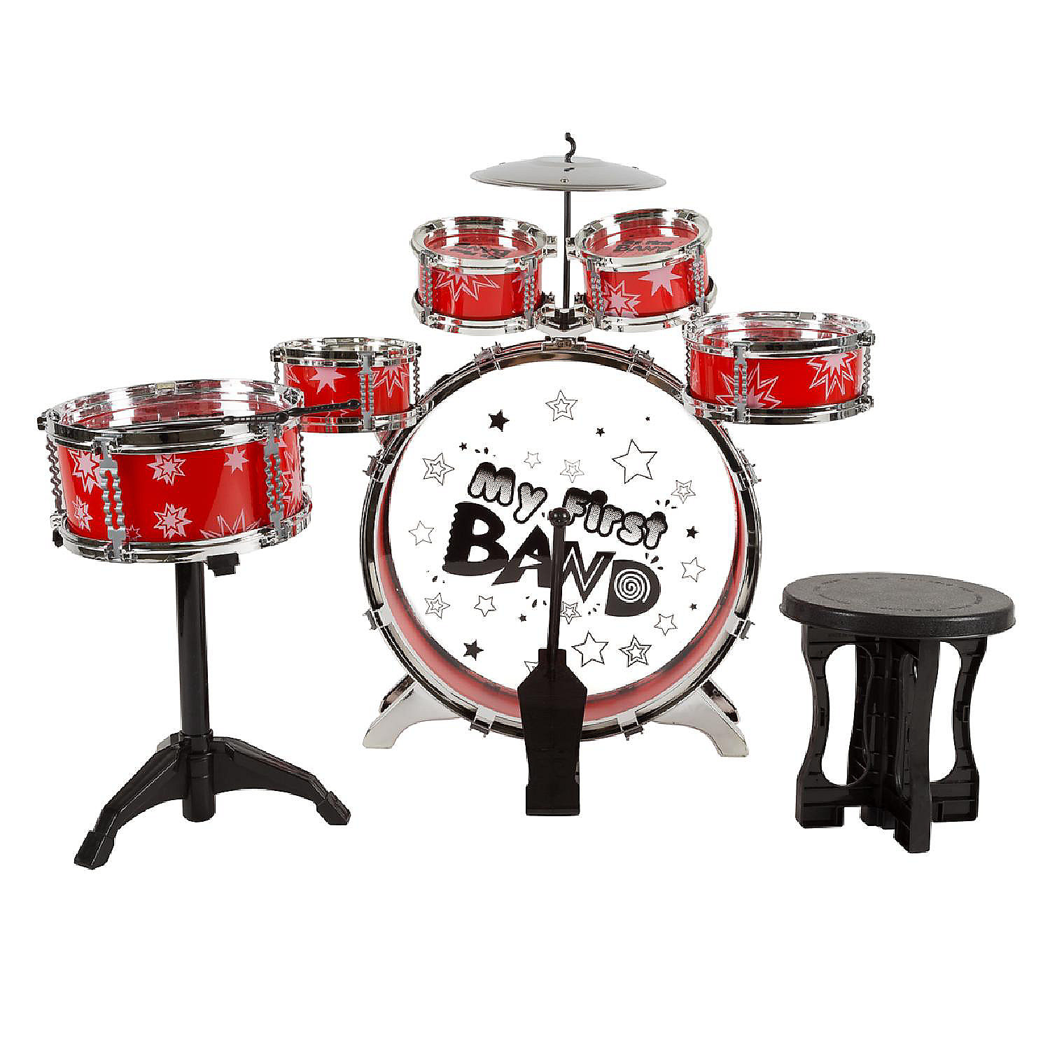 Kids Drum Set with Stool 7 Piece Musical Instrument Drums Drumsticks