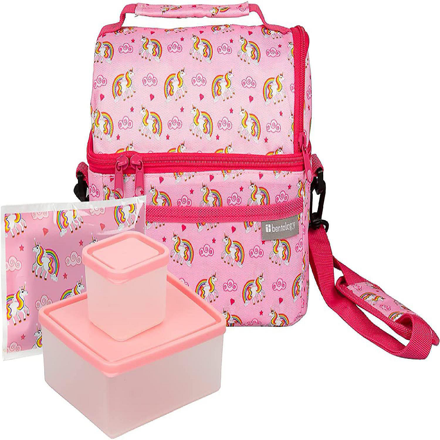 Kids Lunch Box for Back to School with Fun Unicorn Print, Includes 2