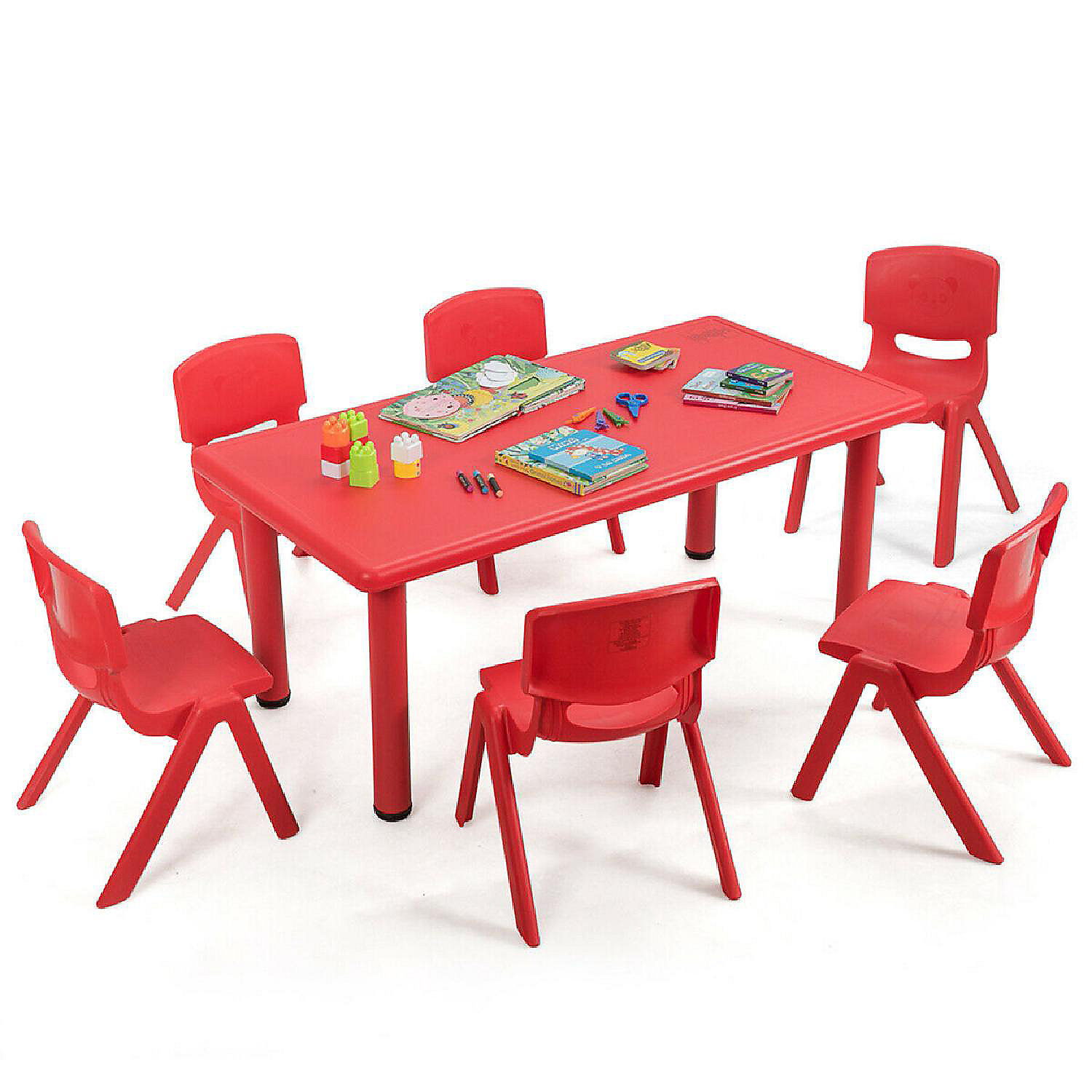 Kids Plastic Table and Stackable Chairs Set Indoor/Outdoor Classroom
