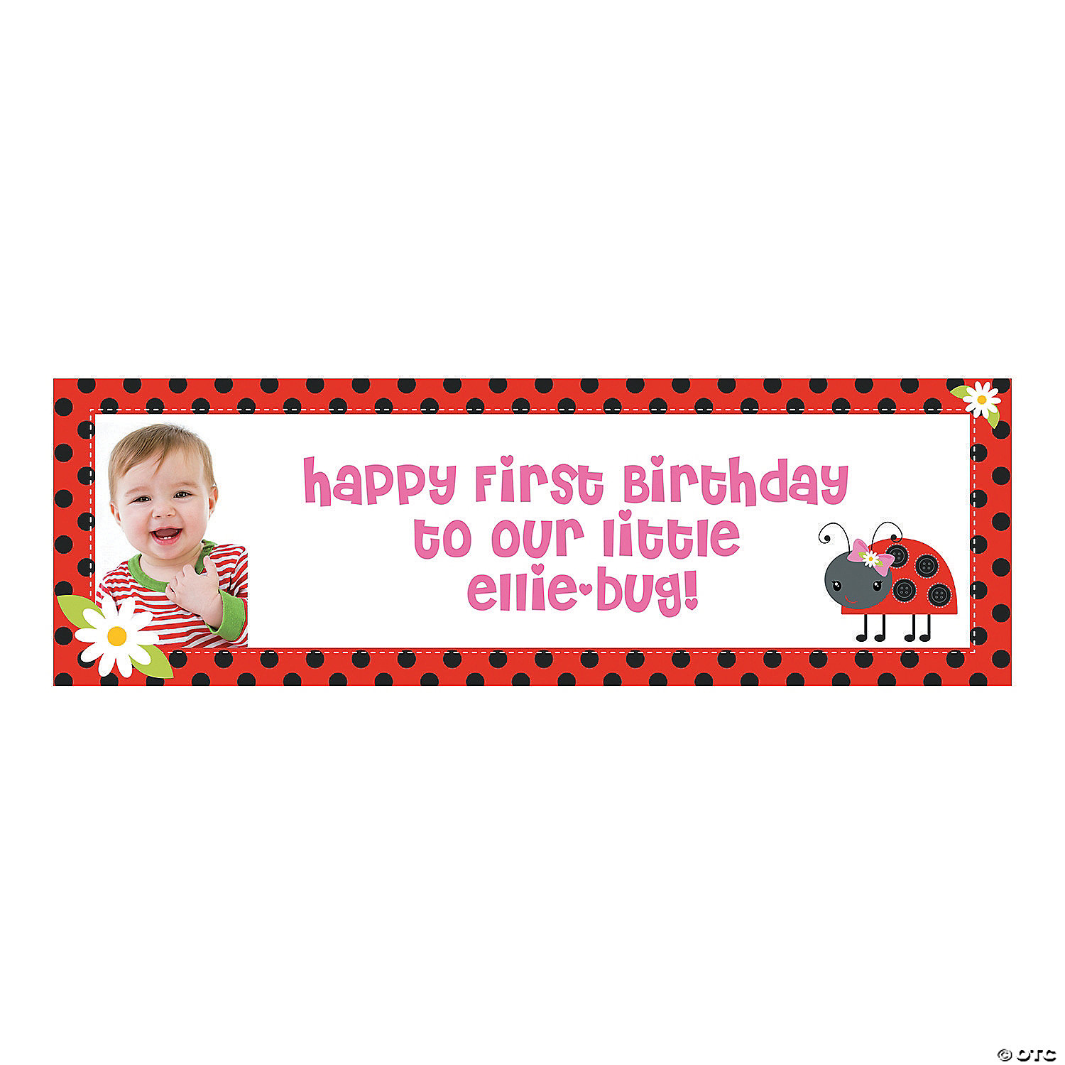 Little Ladybug Banner - Marienkäfer Partydeko Für 1. 2. 3. Geburtstag, 16x20 Cm