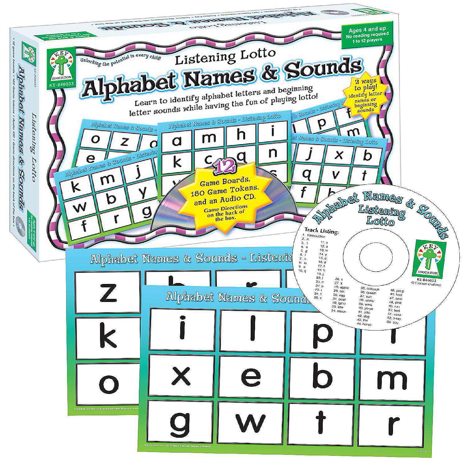 Listening Lotto Alphabet Names and Sounds Matching Board Game, Pre