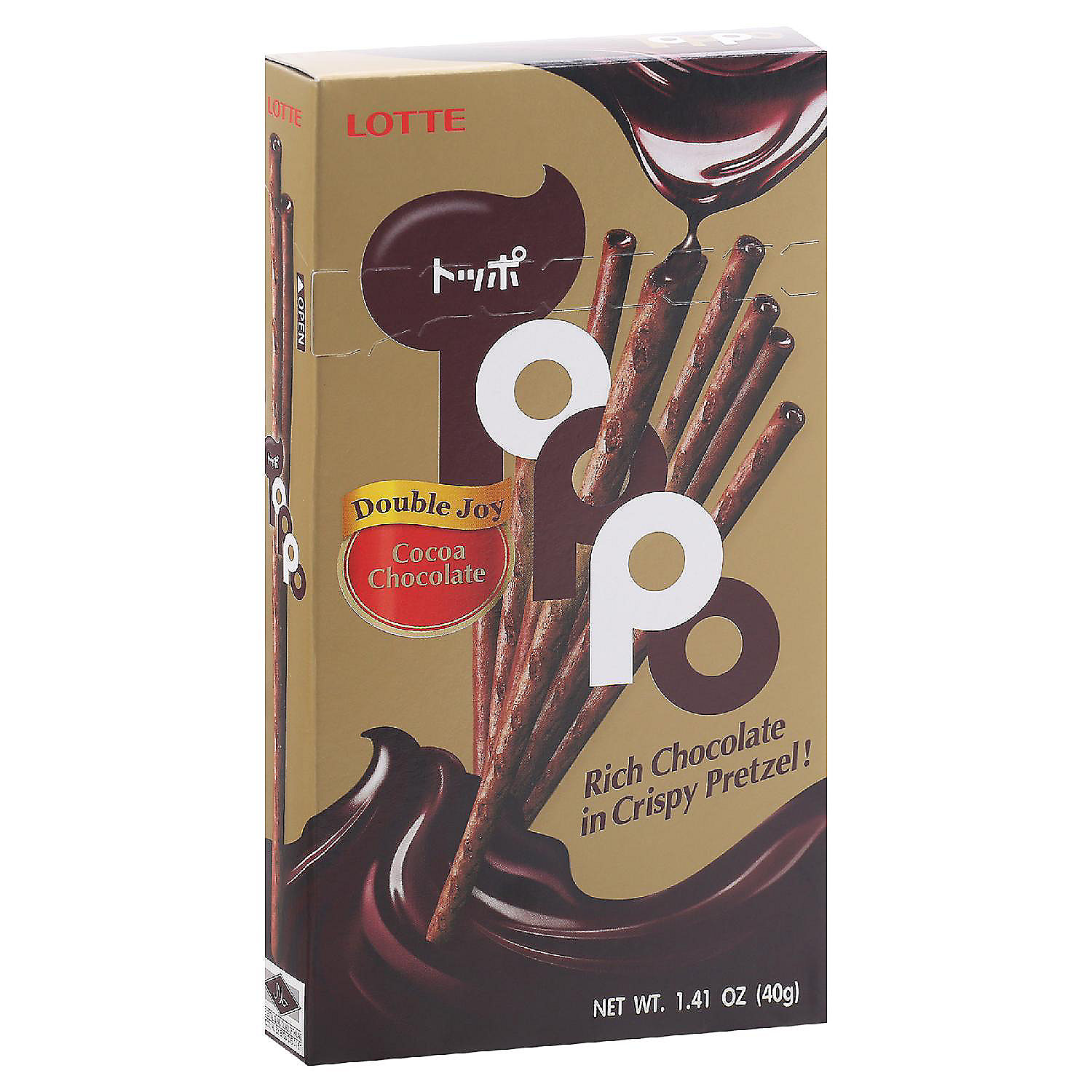 Lotte Pretzel Stick Cocoa Chocolate Topo 1.41 oz (Pack of 10