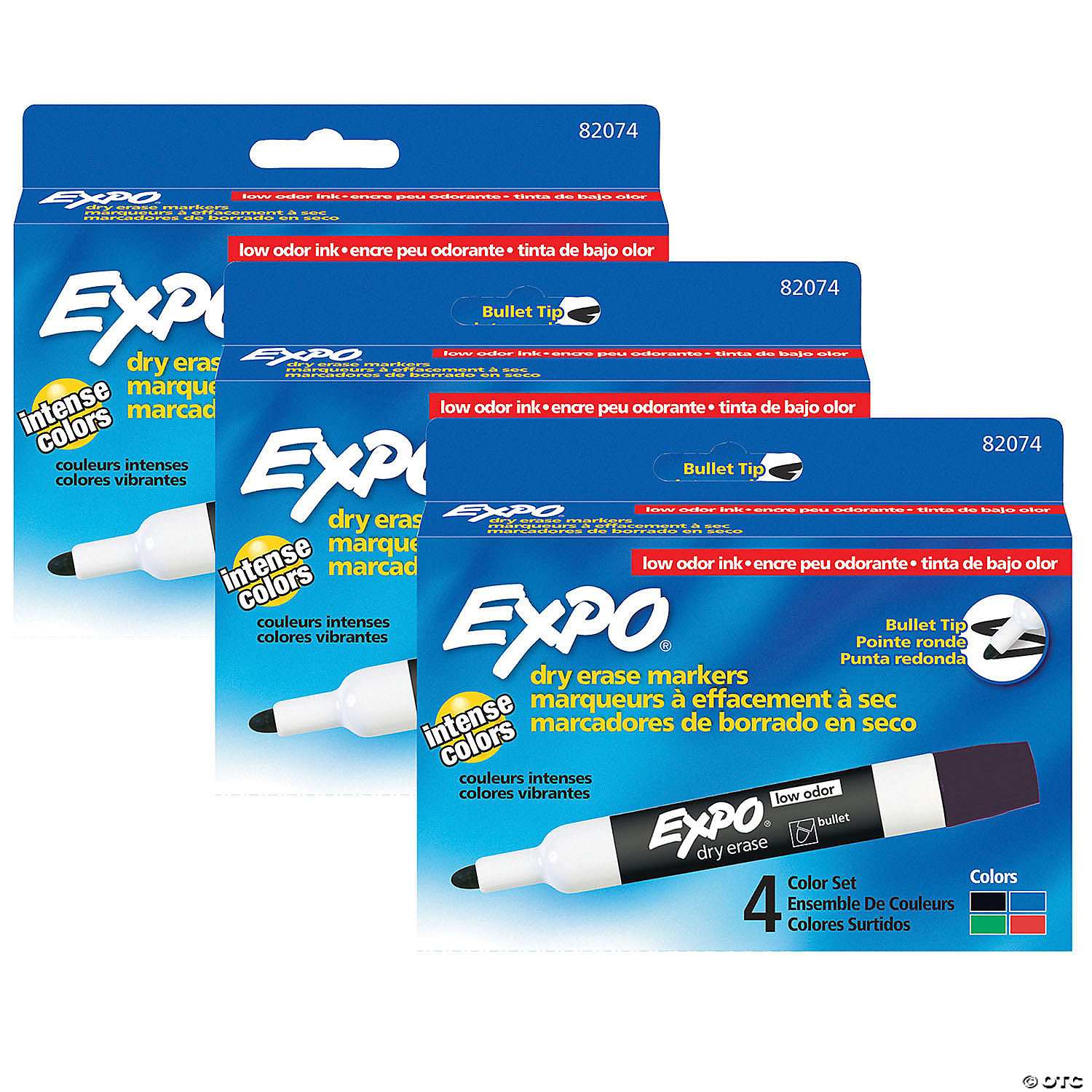 expo Low Odor Dry Erase Marker 4/Set Bullet Tip Assorted 