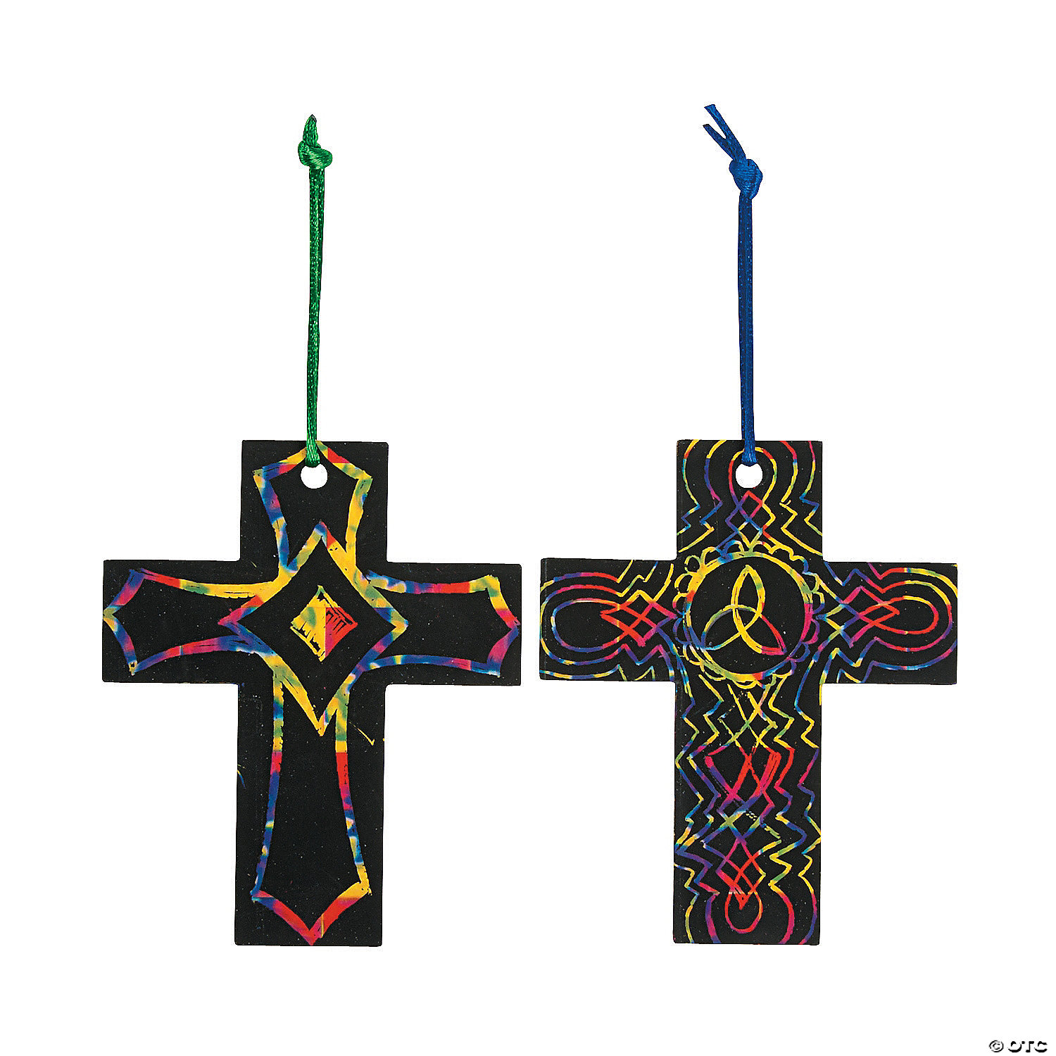 Supla 30 Set Scratch Cross Ornaments Art Rainbow Magic Scratch Cross Ornaments Cross Cutouts Hanging Tags with Ribbons Scratching Tools Envelopes Stickers for Easter Church Sunday School Class 