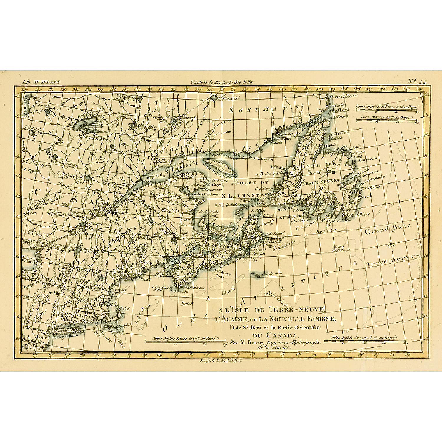 Map Of Newfoundland Nova Scotia And Eastern Canada Circa. 1760. From