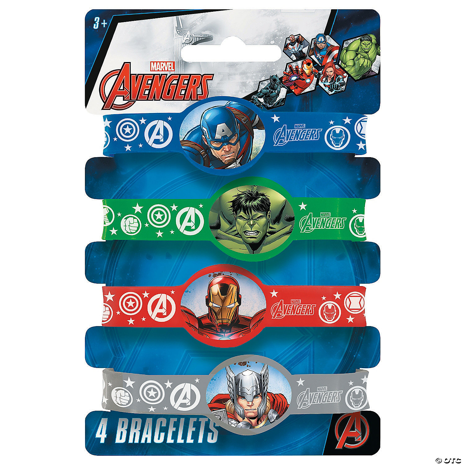 Party Supplies Novelty 4 Count Multicolored Avengers Rubber Bracelets 