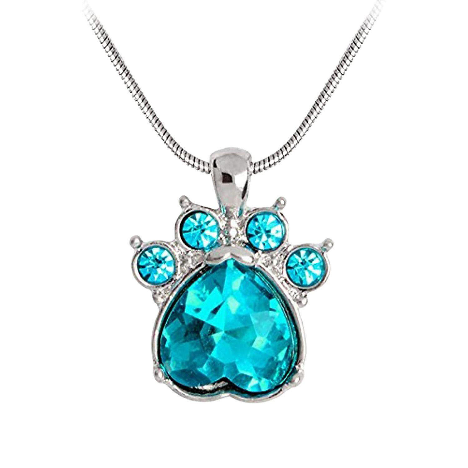 Maya's Grace 12 Months Birthstone Rhinestone Paw Print Pendant with ...