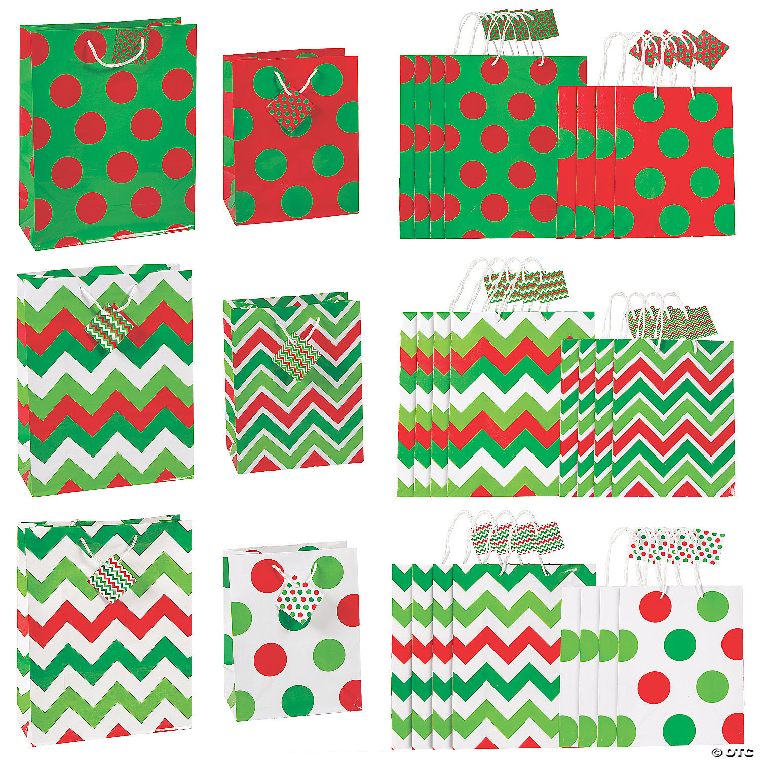 Fun Express Bright Christmas Gift Bag Assortment - 14.5 Inches