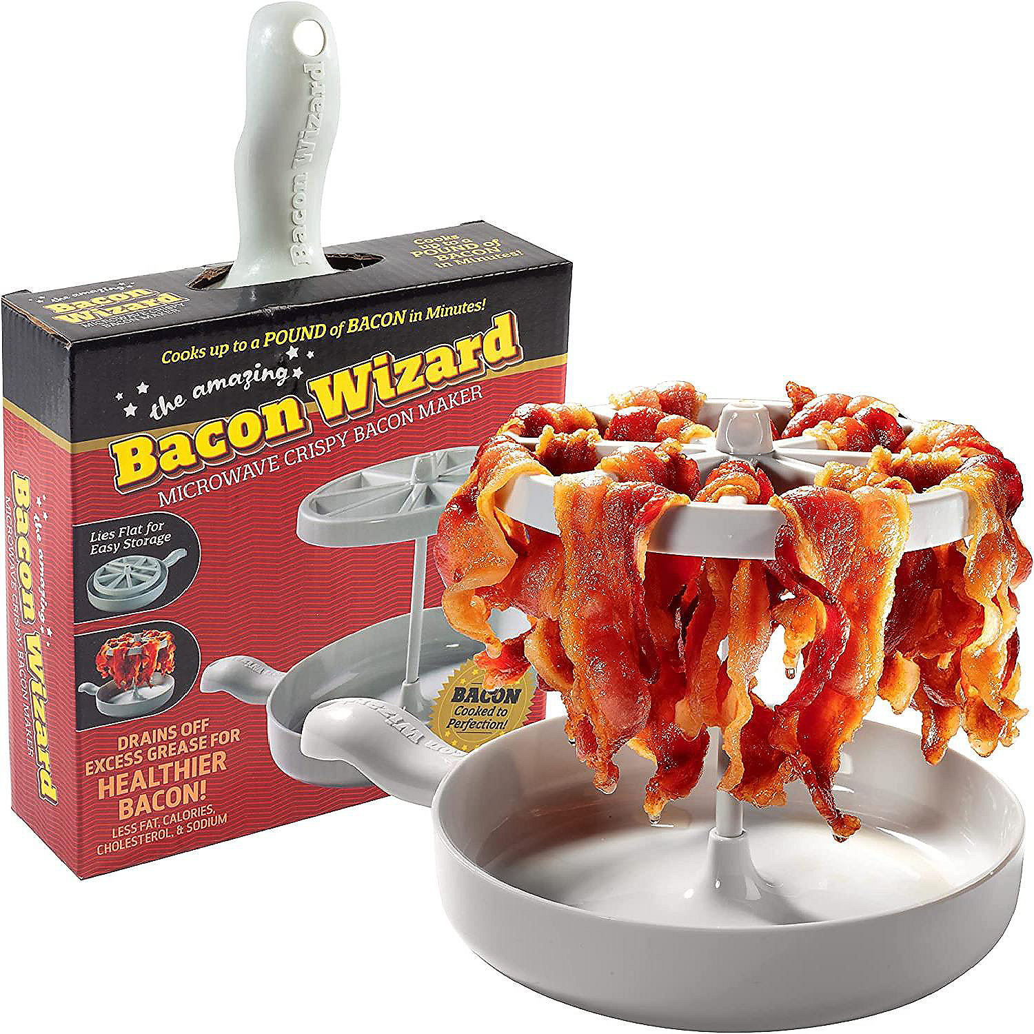 Microwave Bacon Cooker Bacon Wizard Cooks 1LB of Bacon and Reduces