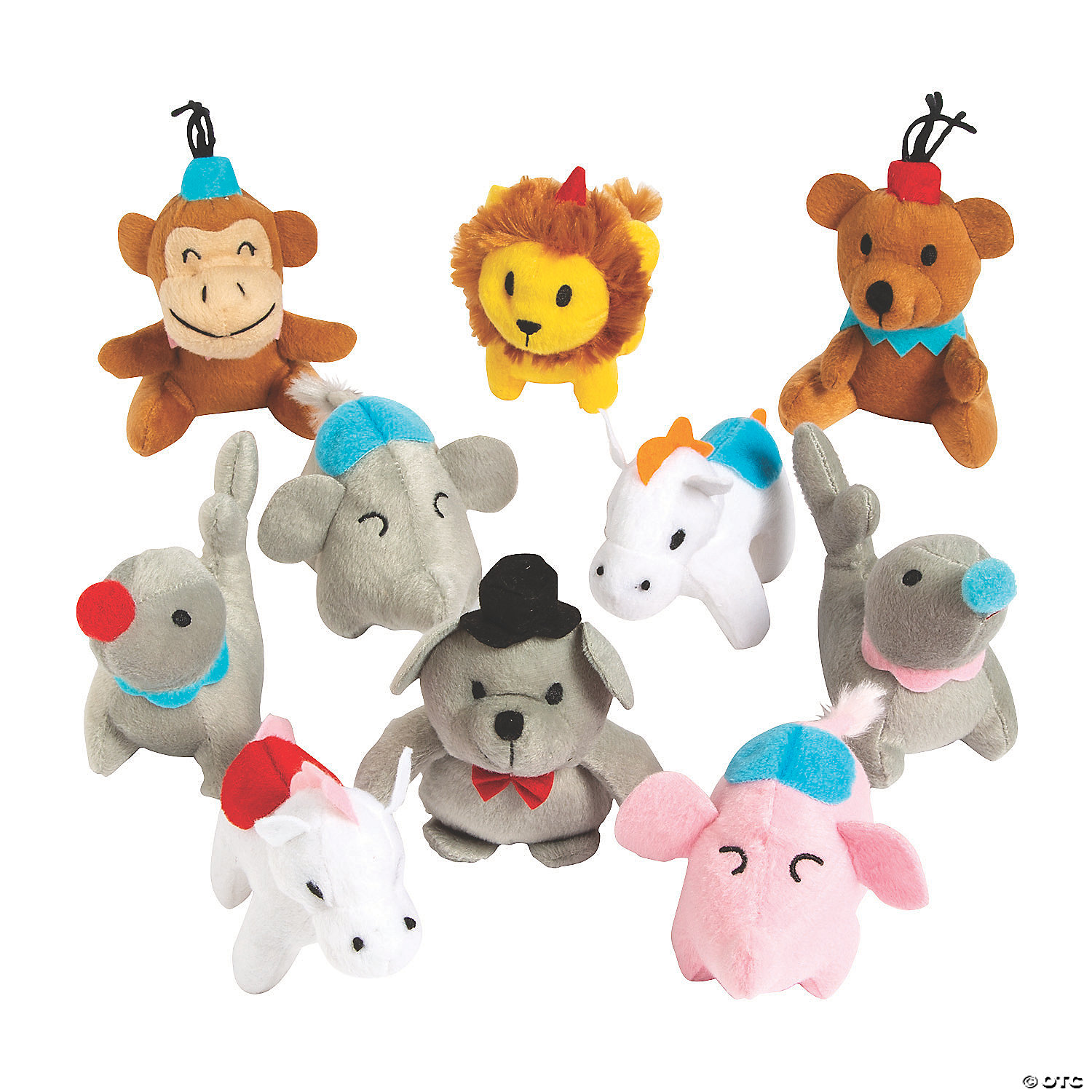 Dozen 8" Hanging Barnyard Animal Plush Carnival Vending Prize Fun Toy Game 