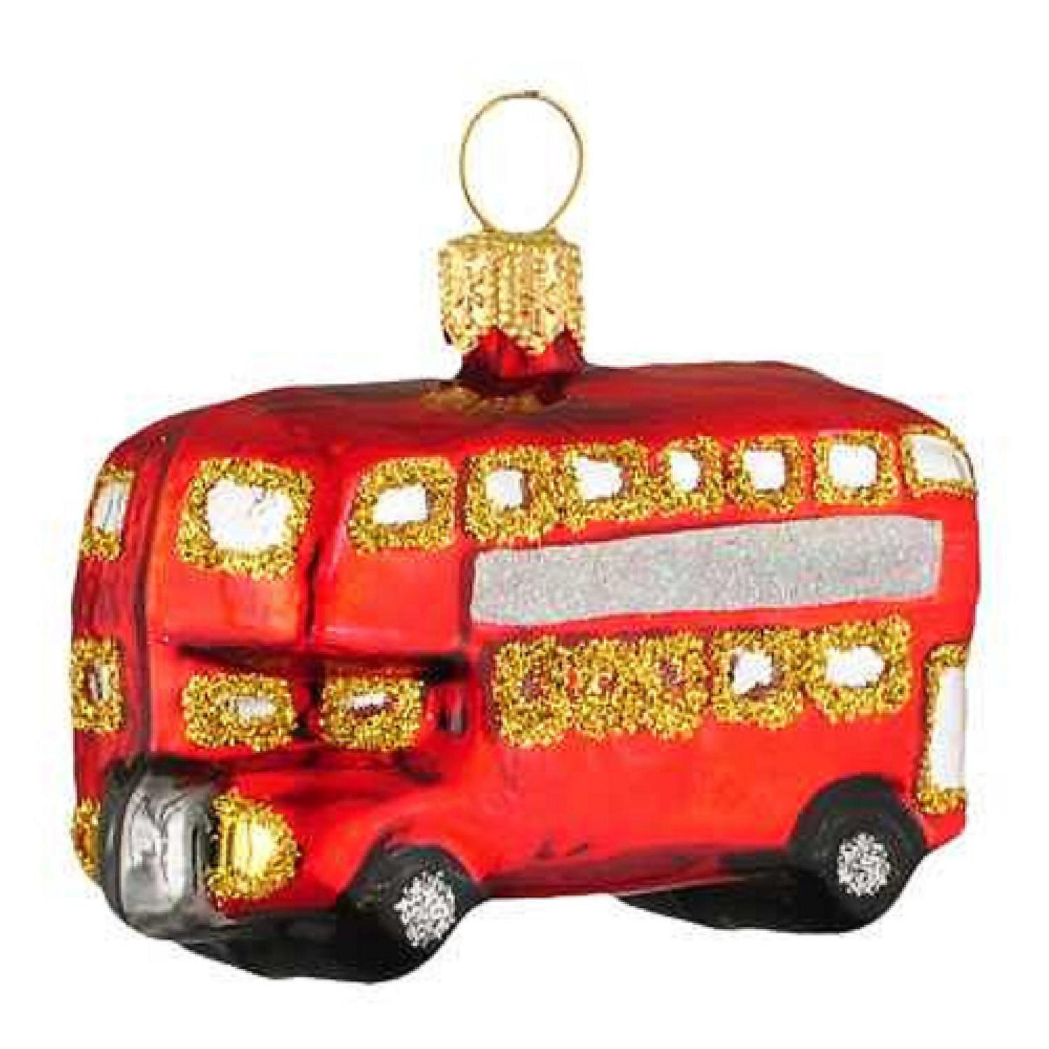 Mini Red London Double Decker Bus Polish Glass Christmas Ornament ...