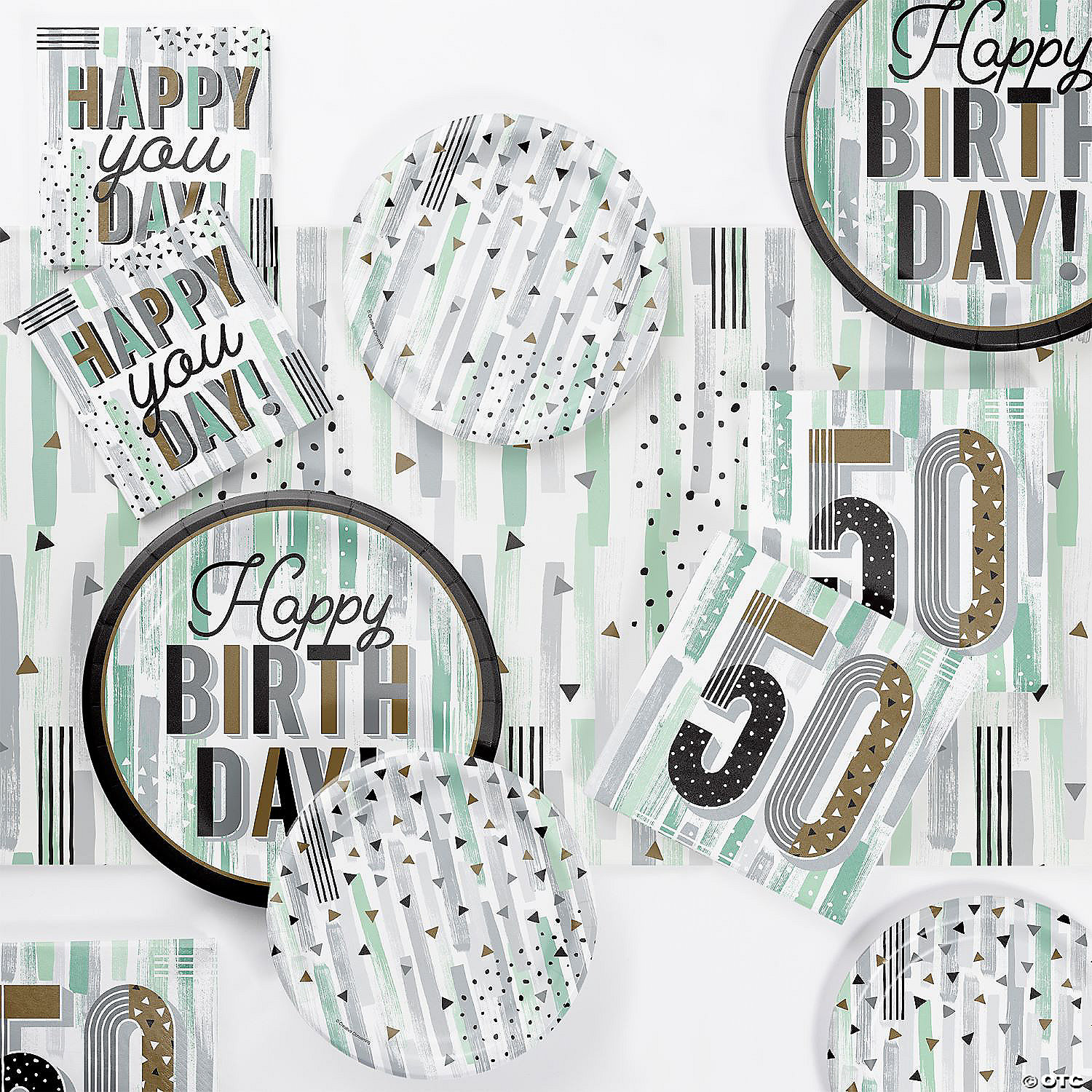 Minted Milestone Chocolate Chip Mint 50th Birthday Tableware Set