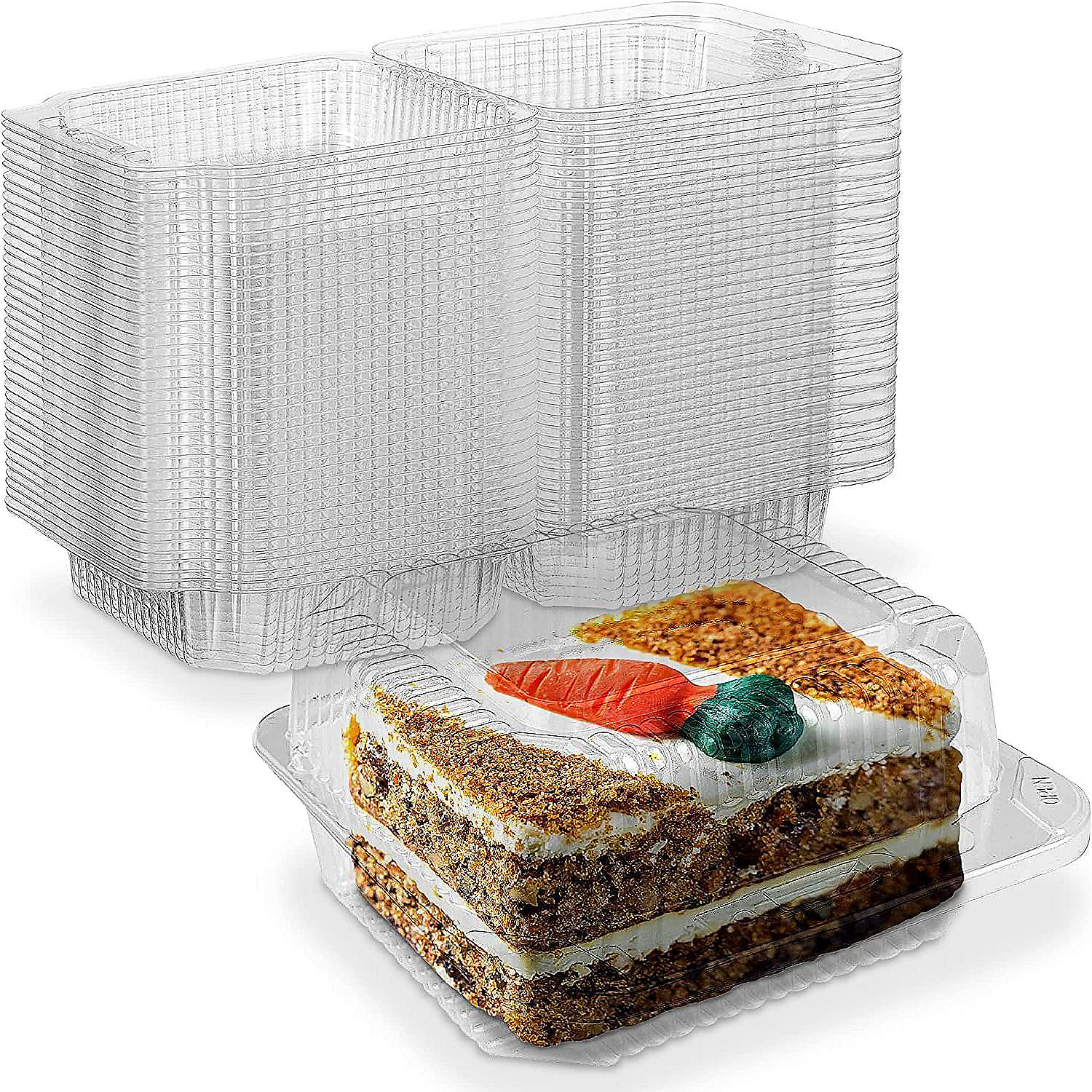 MT Products Deep Clear Plastic Square Hinged Food Container 40 Pieces
