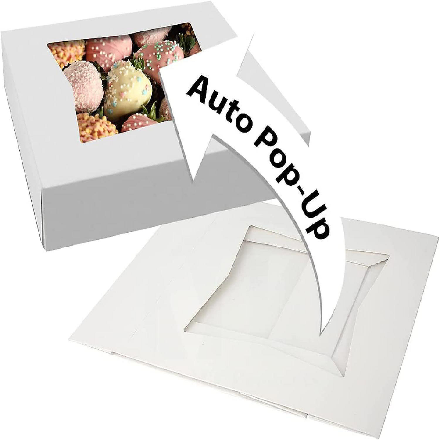 MT Products White Treat Boxes 10" x 10" x 2.5" Bakery Boxes with