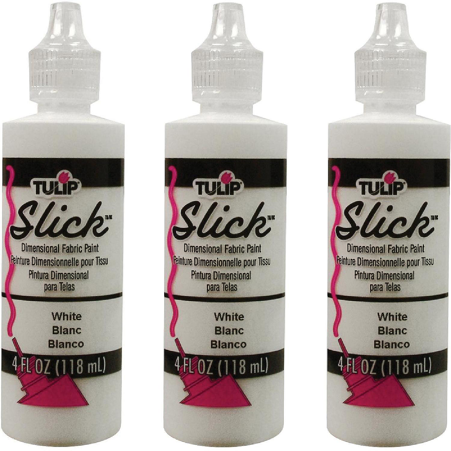 Multipack of 3 Tulip Dimensional Fabric Paint 4ozSlick White