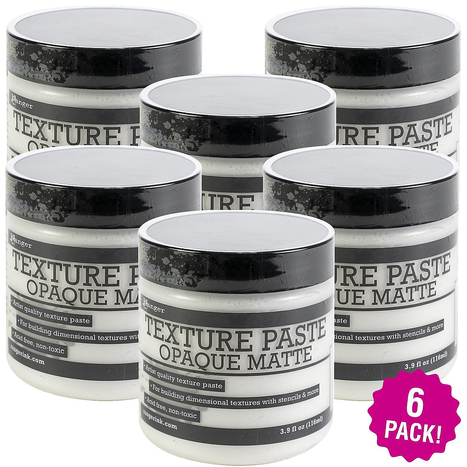 Multipack of 6 Ranger Texture Paste 4ozOpaque Oriental Trading
