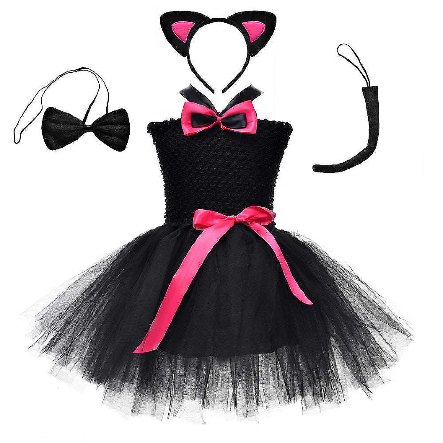 Mykids-Usa - Children'S Halloween Cat Mesh Tutu Dress & Jewelry Set ...