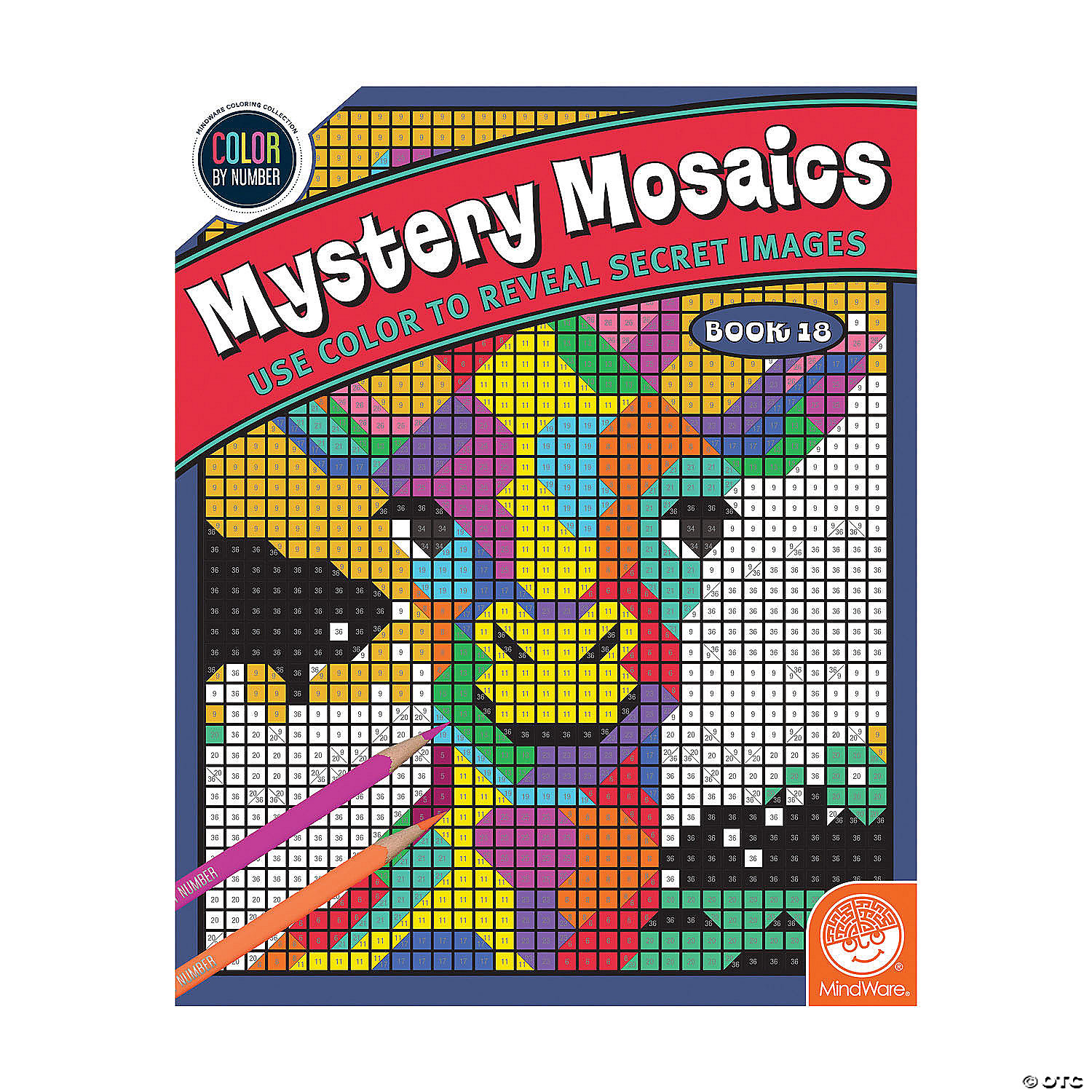 18 Unique Puzzles With Up To 12 Color Directions Teaches Creativity and Fosters Imagination Includes 10” x 17” Fold-Out Designs MindWare Mystery Mosaics