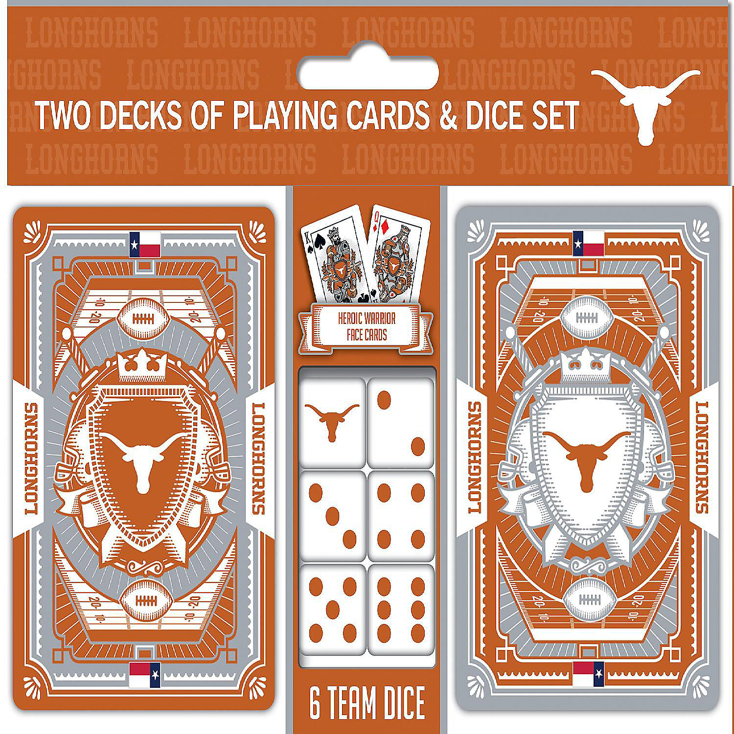 NCAA Texas Longhorns 2Pack Playing cards & Dice set Oriental Trading