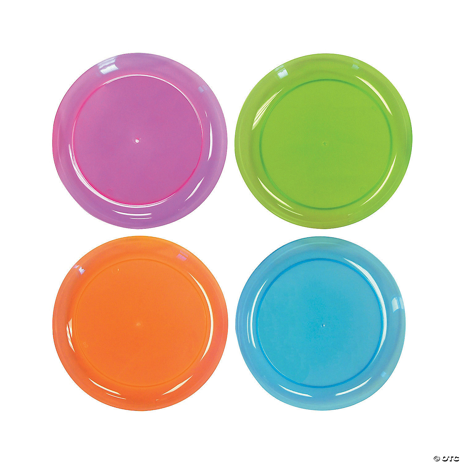 Tiger Chef Neon Assorted Party Plates 8-Pack 6-inch Hard Plastic Plates Assorted Neon Colors Pink Green and Orange Blue 
