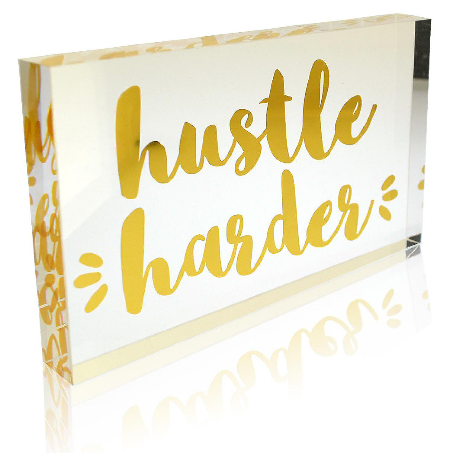 NEW! OnDisplay Acrylic Block Decorative Desktop Sign Hustle Harder