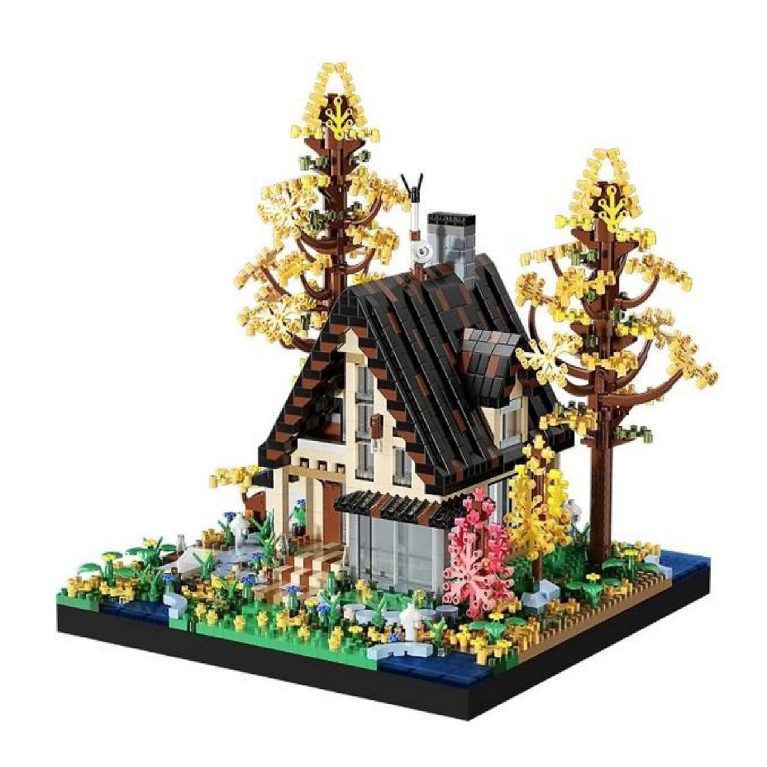 NoName Unique Mini Micro Bricks Building Blocks Forest Cabin with
