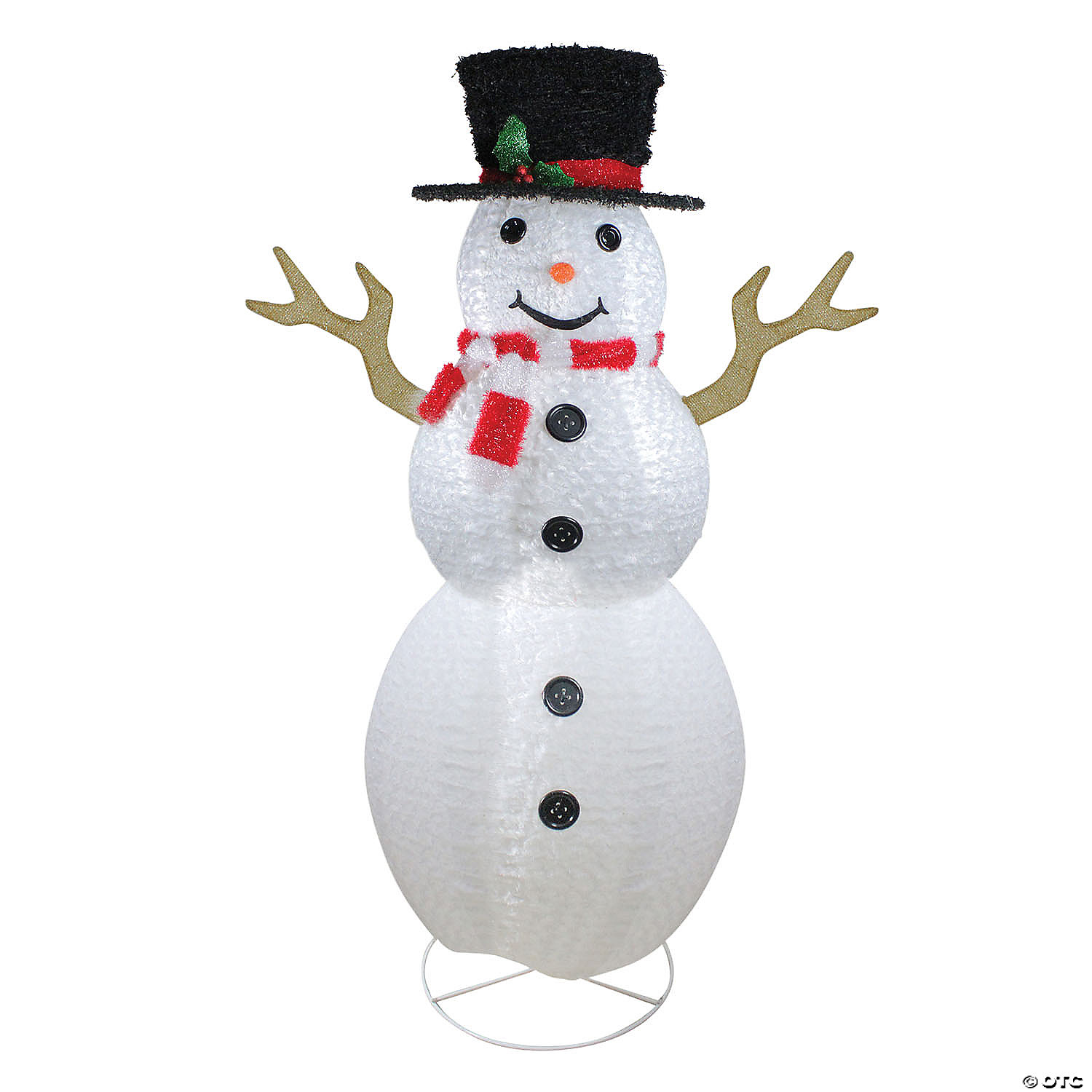 72" Fluffy Top Hat Lighted Snowman Sculpture Outdoor Christmas Decor 