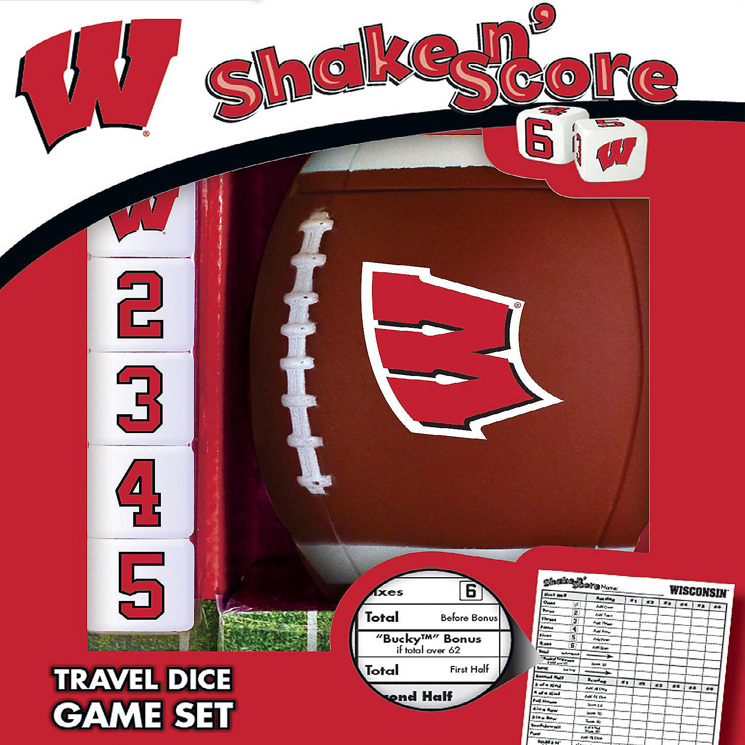 Officially Licensed NCAA Wisconsin Badgers Shake N Score Dice Game