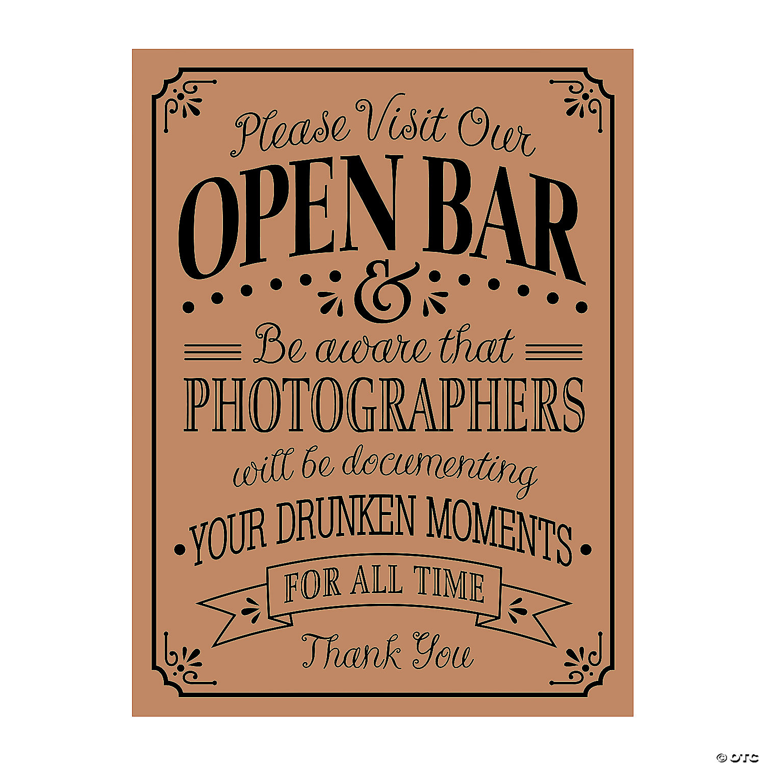 Open Bar Wedding Sign Oriental Trading