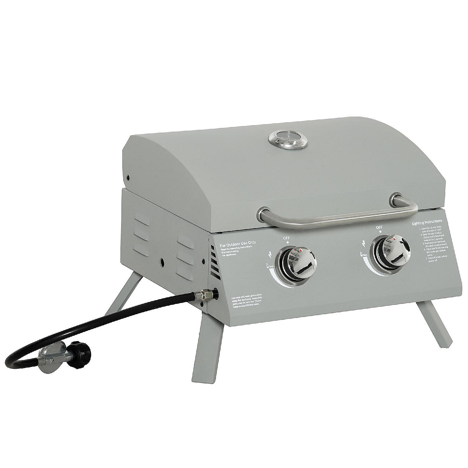 Bulk kruising Concentratie Outsunny 2 Burner Propane Gas Grill Outdoor Portable Tabletop BBQ with  Foldable Legs Lid Thermometer for Camping Picnic Backyard Light Grey |  Oriental Trading
