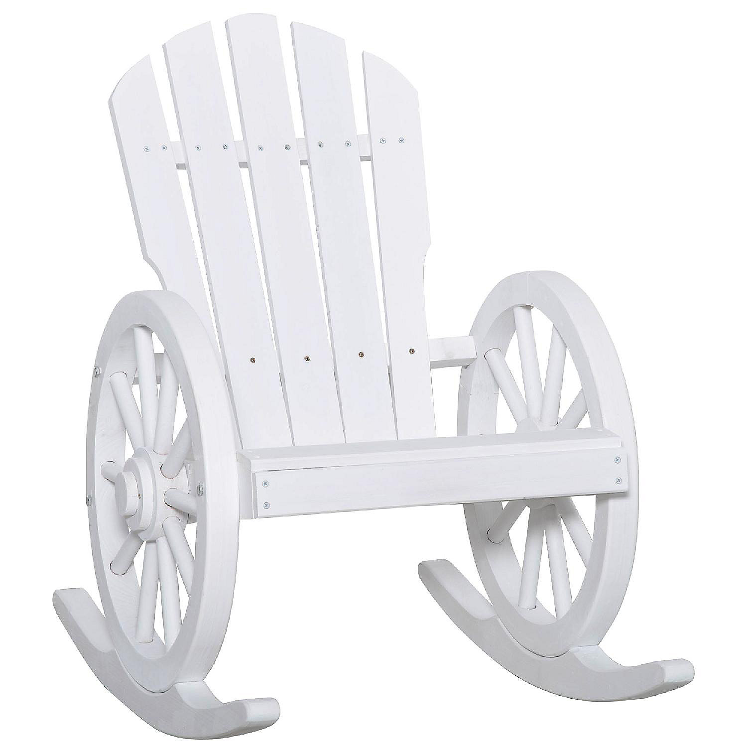 Outsunny Adirondack Rocking Chair with Slatted Design and Oversize Back for Porch Poolside or Garden Lounging 