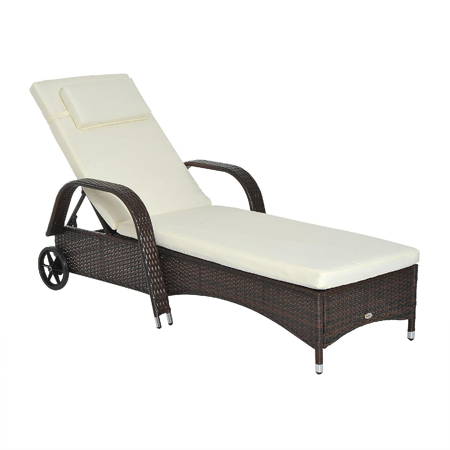 Mixed Brown Outsunny Outdoor Rattan Wicker Chaise Lounge Chair with Height Adjustable Backrest & Durable Material
