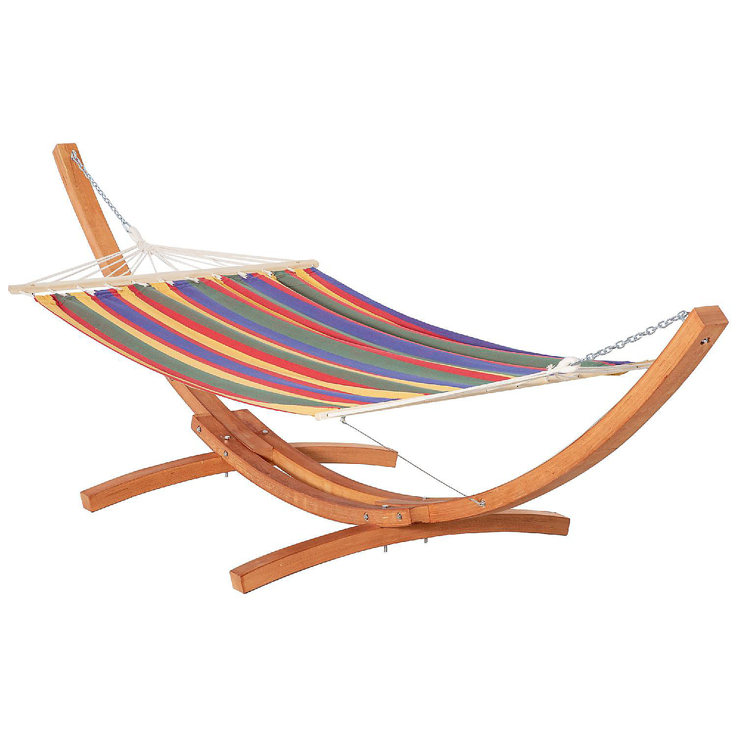 dreigen Voorlopige Voorzieningen Outsunny Wide Outdoor Arch Wooden Hammock Bed with Stand featuring Modern  Design Aesthetic and Water Fighting Material Multi color Stripe | Oriental  Trading
