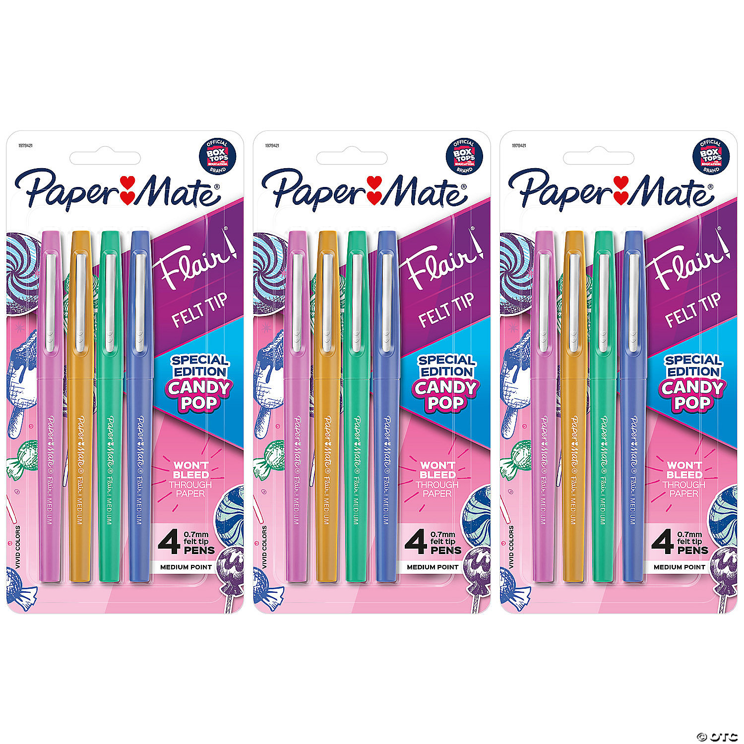 Paper Mate Flair Candy Pop Felt Tip Pens, Medium Point, Assorted Colors -  16/Pack 