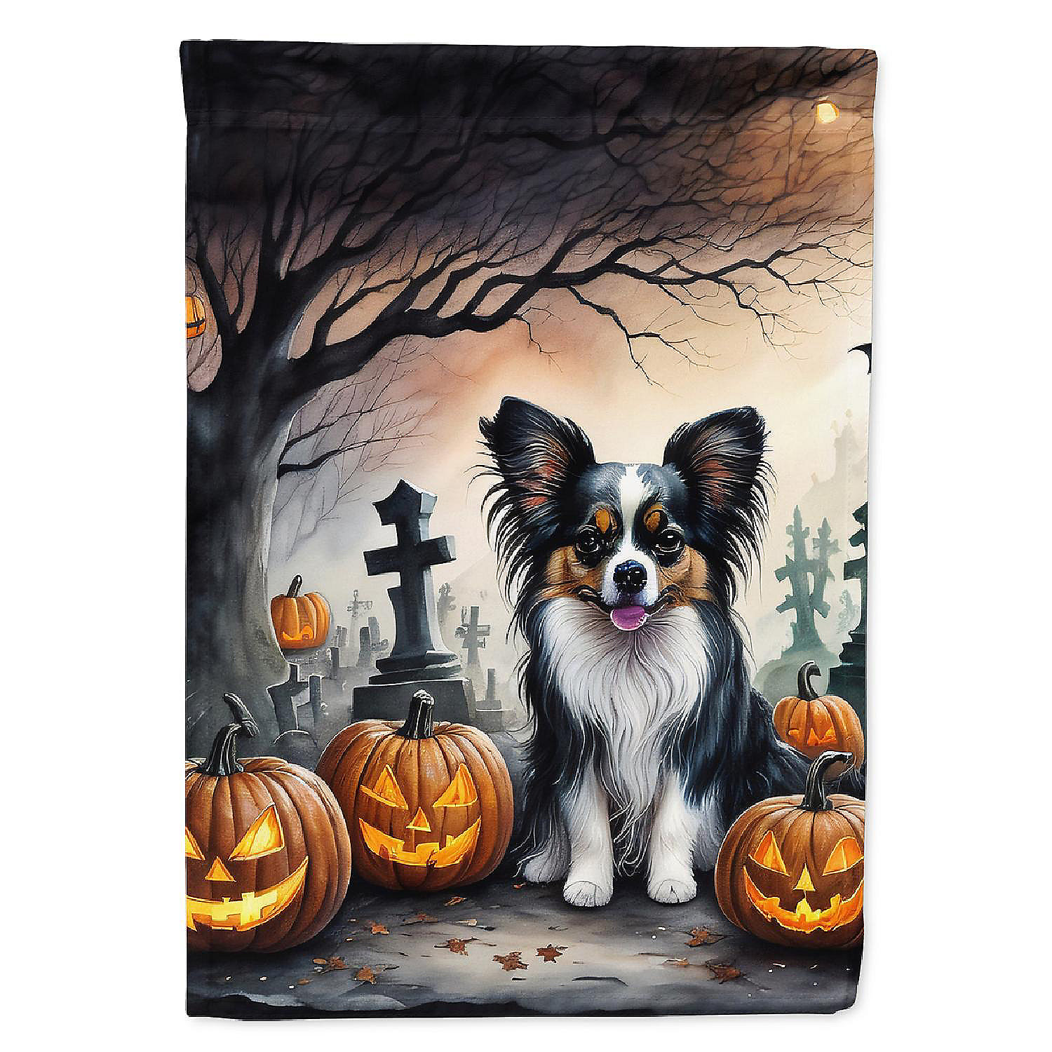 Papillon Spooky Halloween House Flag Oriental Trading