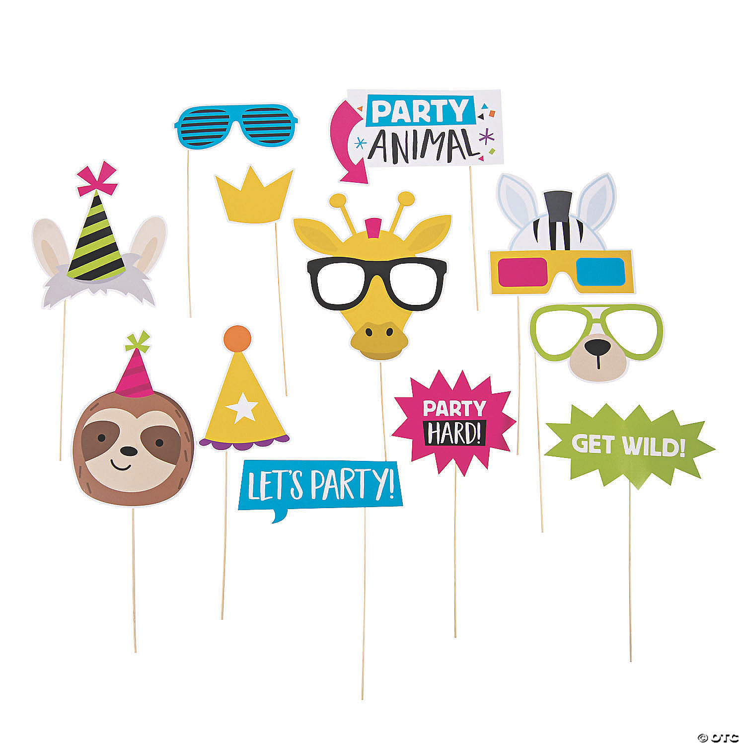 Party Animal Photo Stick Props- 12 Pc. - Discontinued