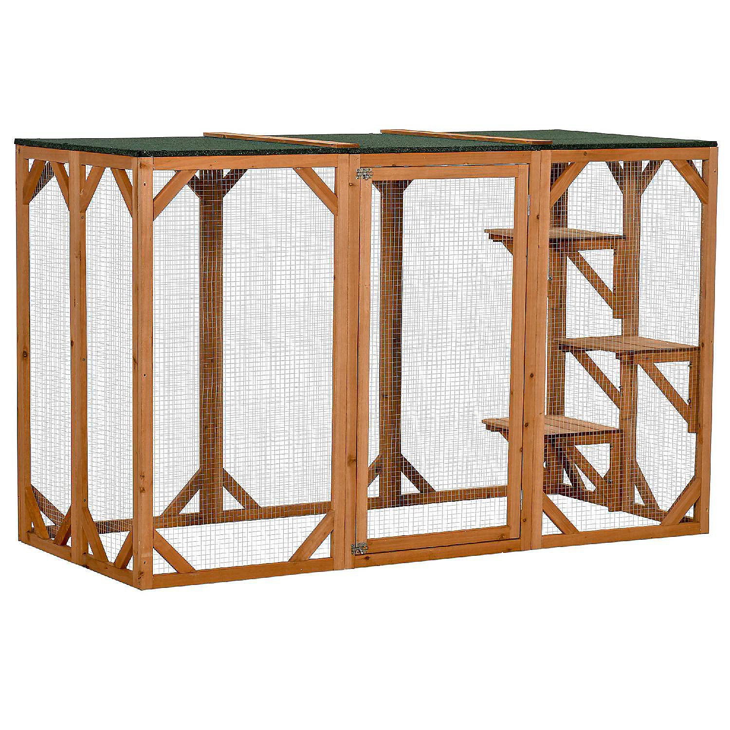 PawHut Cat Cage Indoor Outdoor Wooden Enclosure Pet House Small Animal Cage  Hutch Suitable for Rabbit Dogs Kitten Crate Kennel with Waterproof Roof  Multi Level Platforms Lock Orange | Oriental Trading