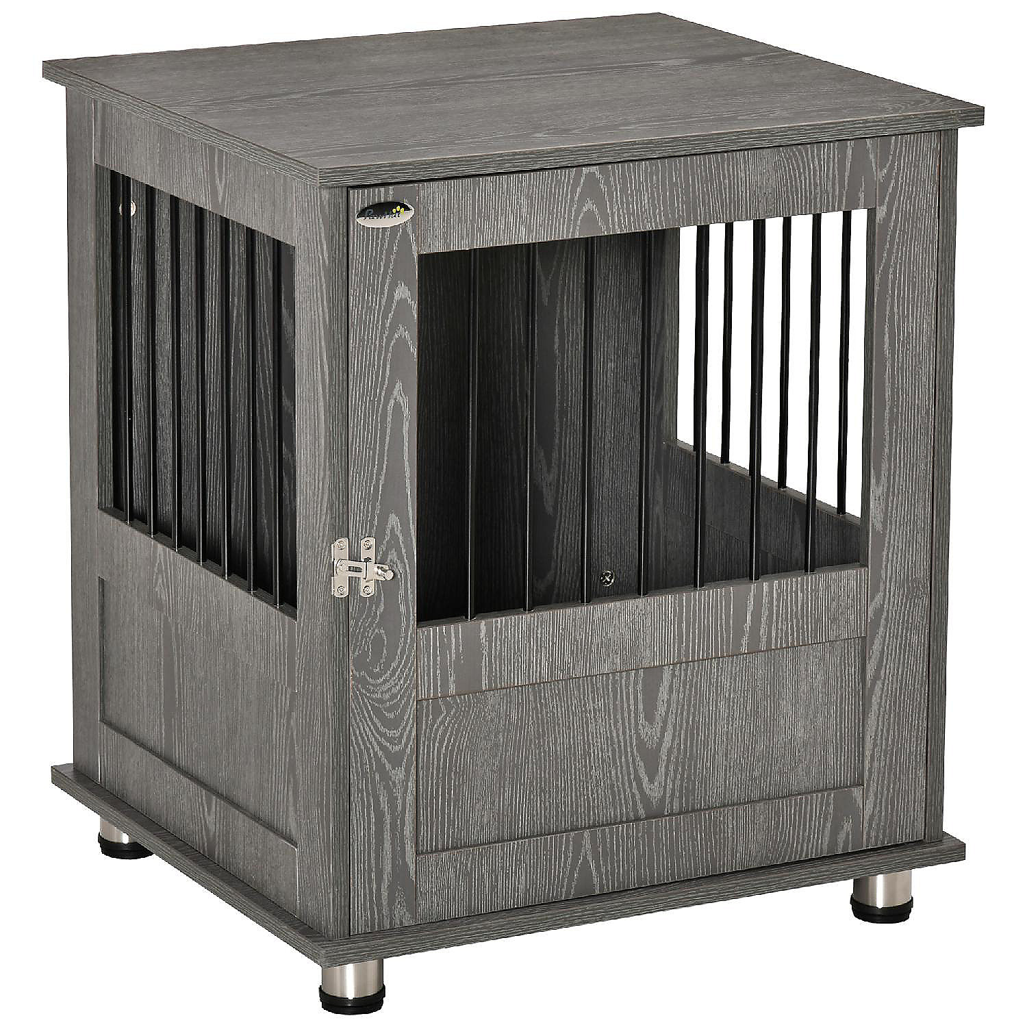 PawHut Furniture Dog Kennel Wooden End Table Small Pet Crate with Magnetic  Door Indoor Crate Animal Cage Grey | Oriental Trading