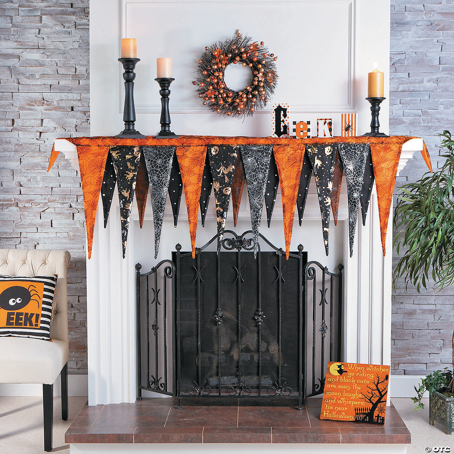 USA Lace~Frightful Halloween Pennant Banner Party Decor Mantel Scarf Swag Runner 