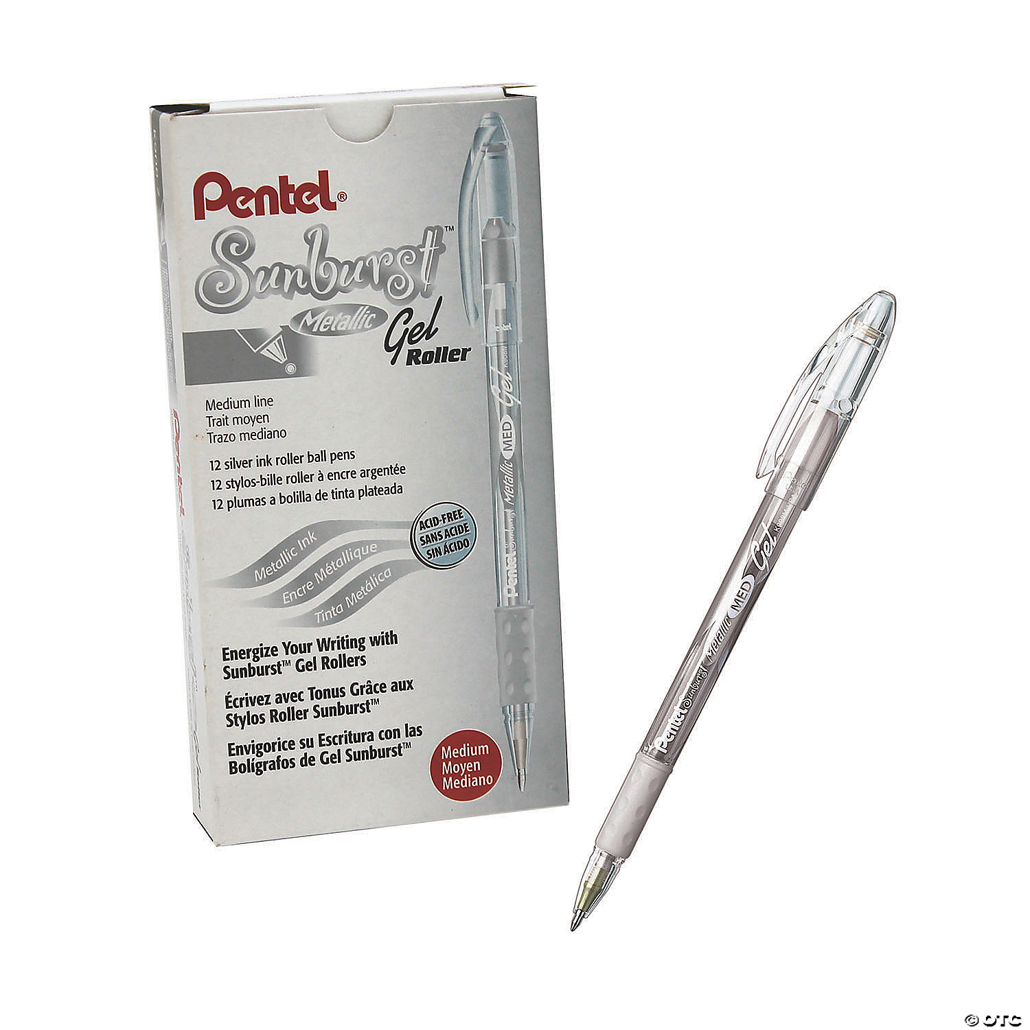 Assorted Ink Medium Line 5 Pack Permanent Pentel Sunburst Metallic Gel Pen 